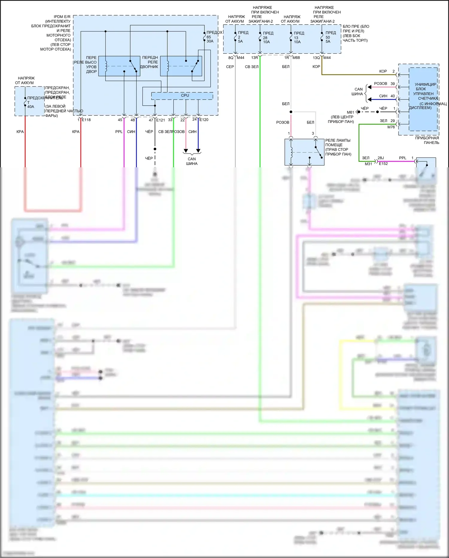 QX55 Infiniti I (2020-2024): Электросхема передних дворников и омывателей 