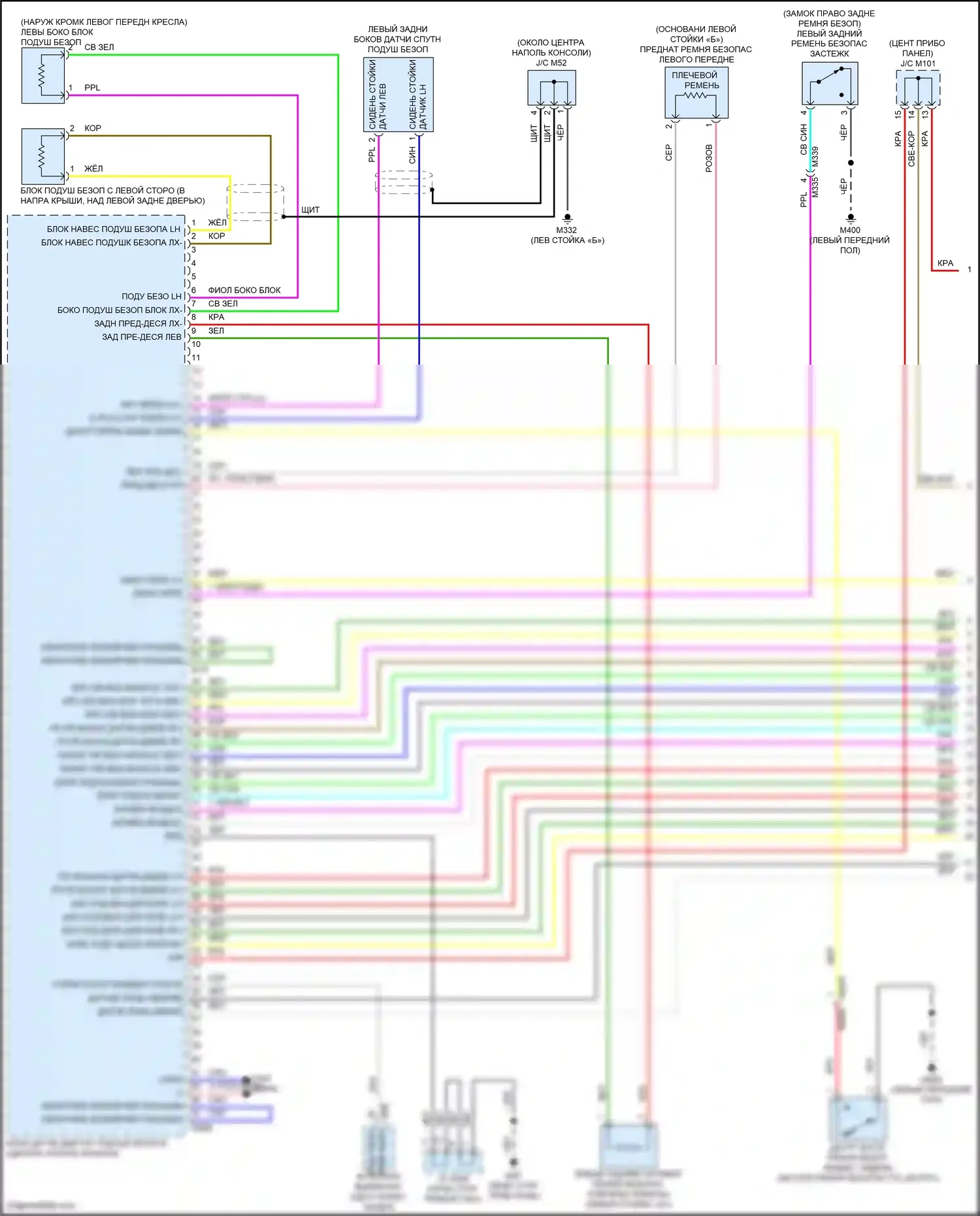 QX55 Infiniti I (2020-2024): Электросхема подушек безопасности (1 из 3) 