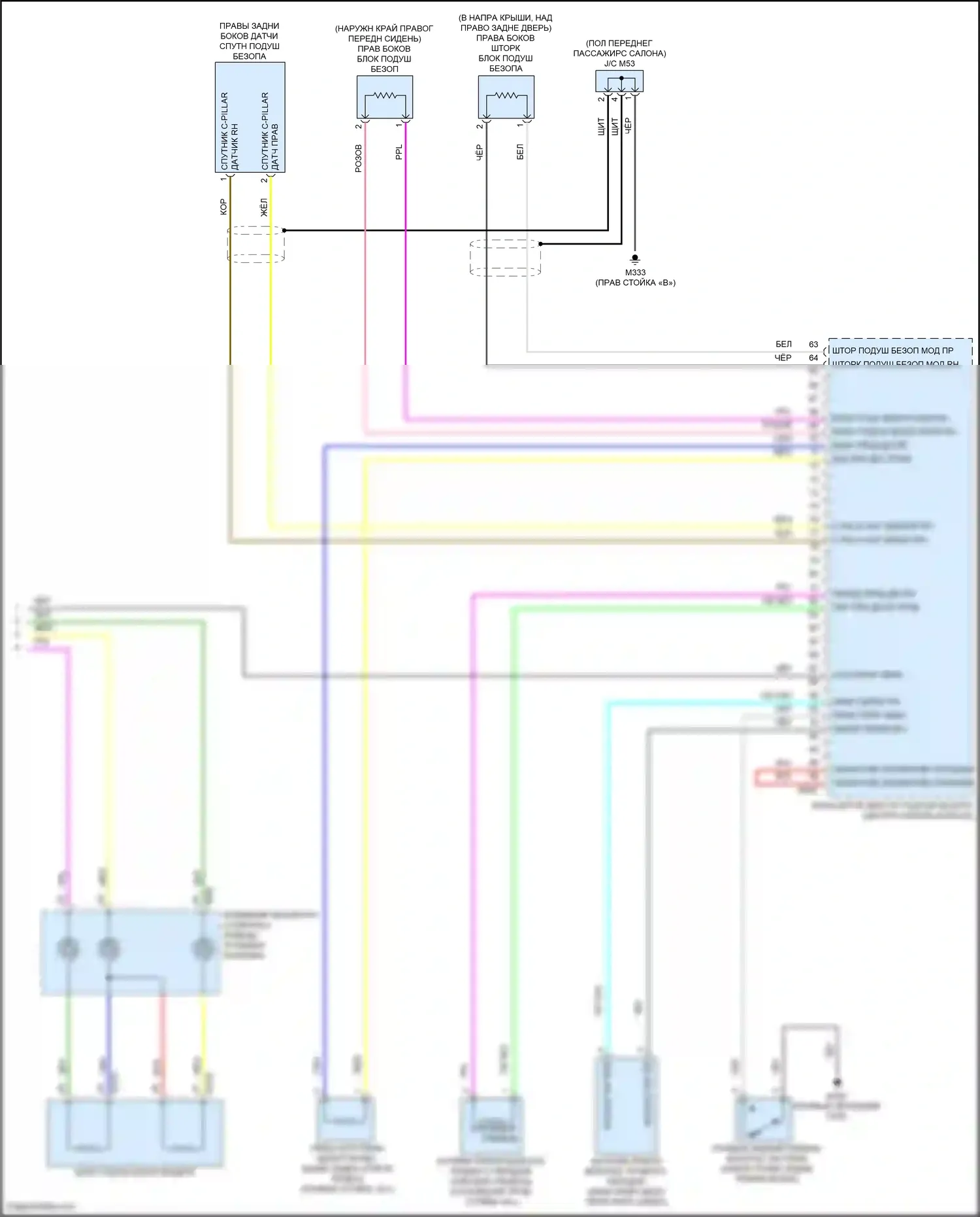 QX55 Infiniti I (2020-2024): Электросхема подушек безопасности (3 из 3) 