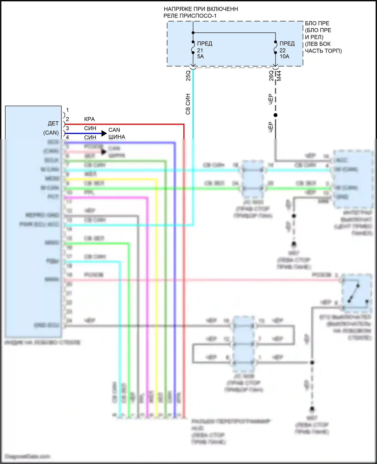 QX55 Infiniti I (2020-2024): Электросхема лобового дисплея 