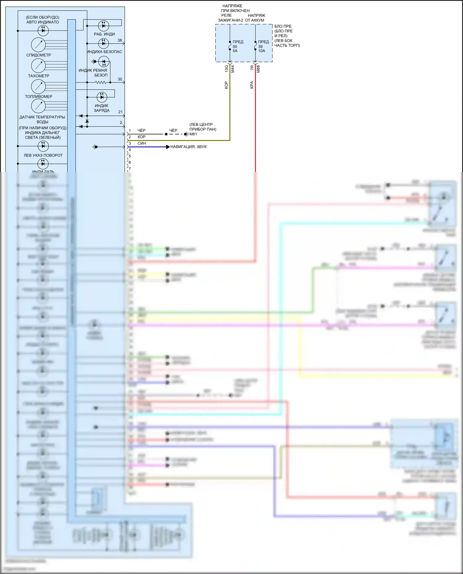 QX55 Infiniti I (2020-2024): Электросхема приборной панели (1 из 2) 