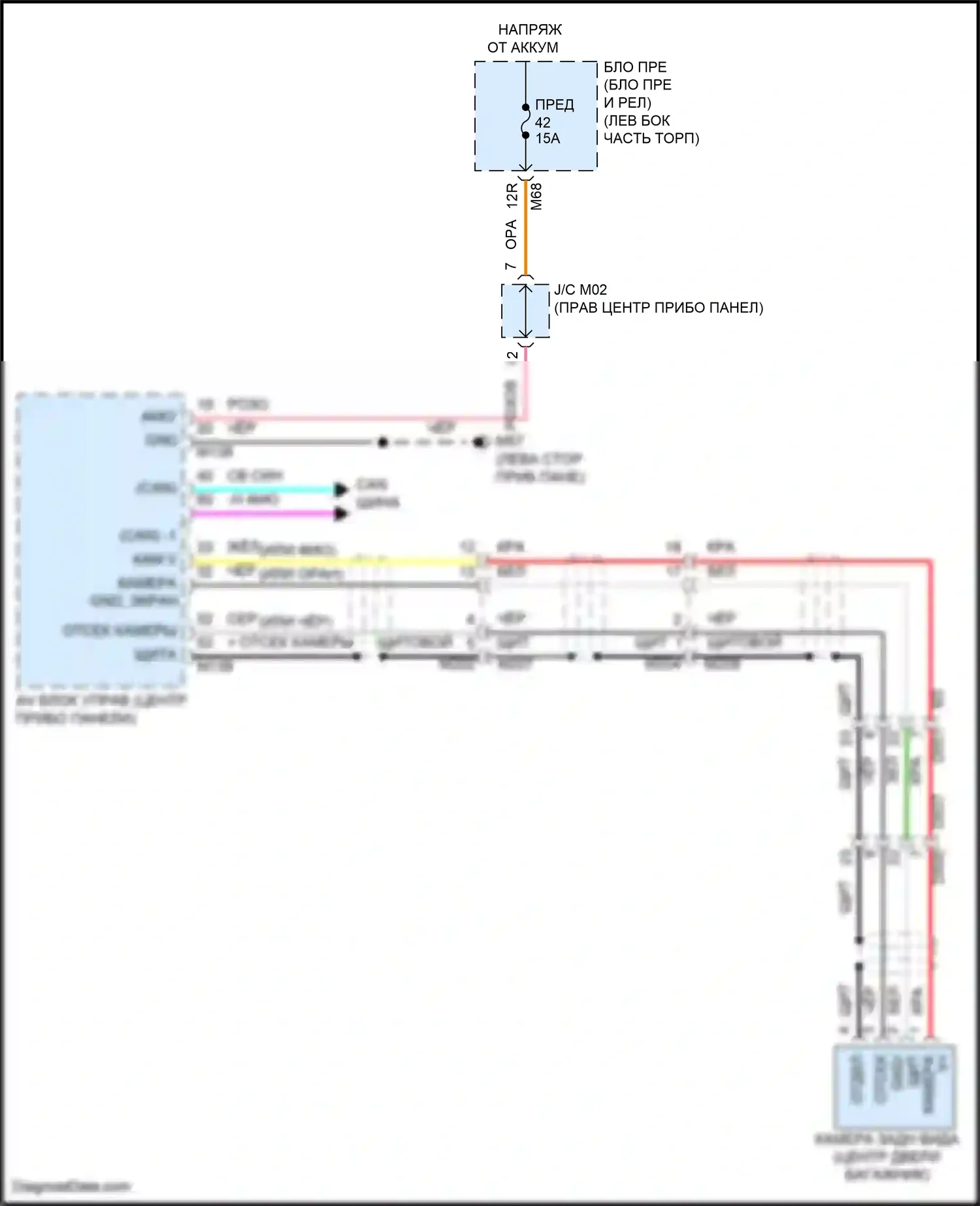 QX55 Infiniti I (2020-2024): Электросхема камеры заднего вида 