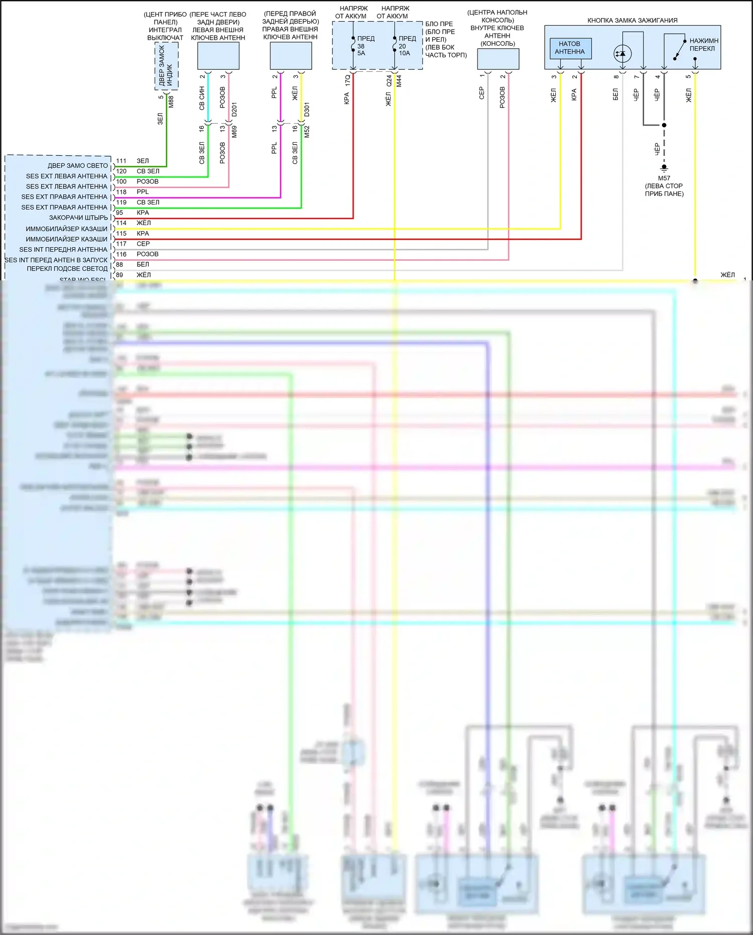 QX55 Infiniti I (2020-2024): Электросхема центрального замка (1 из 4) 