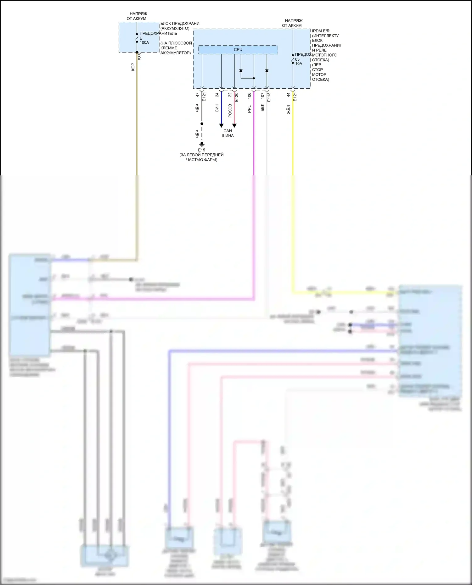 QX55 Infiniti I (2020-2024): Электросхема вентилятора охлаждения 