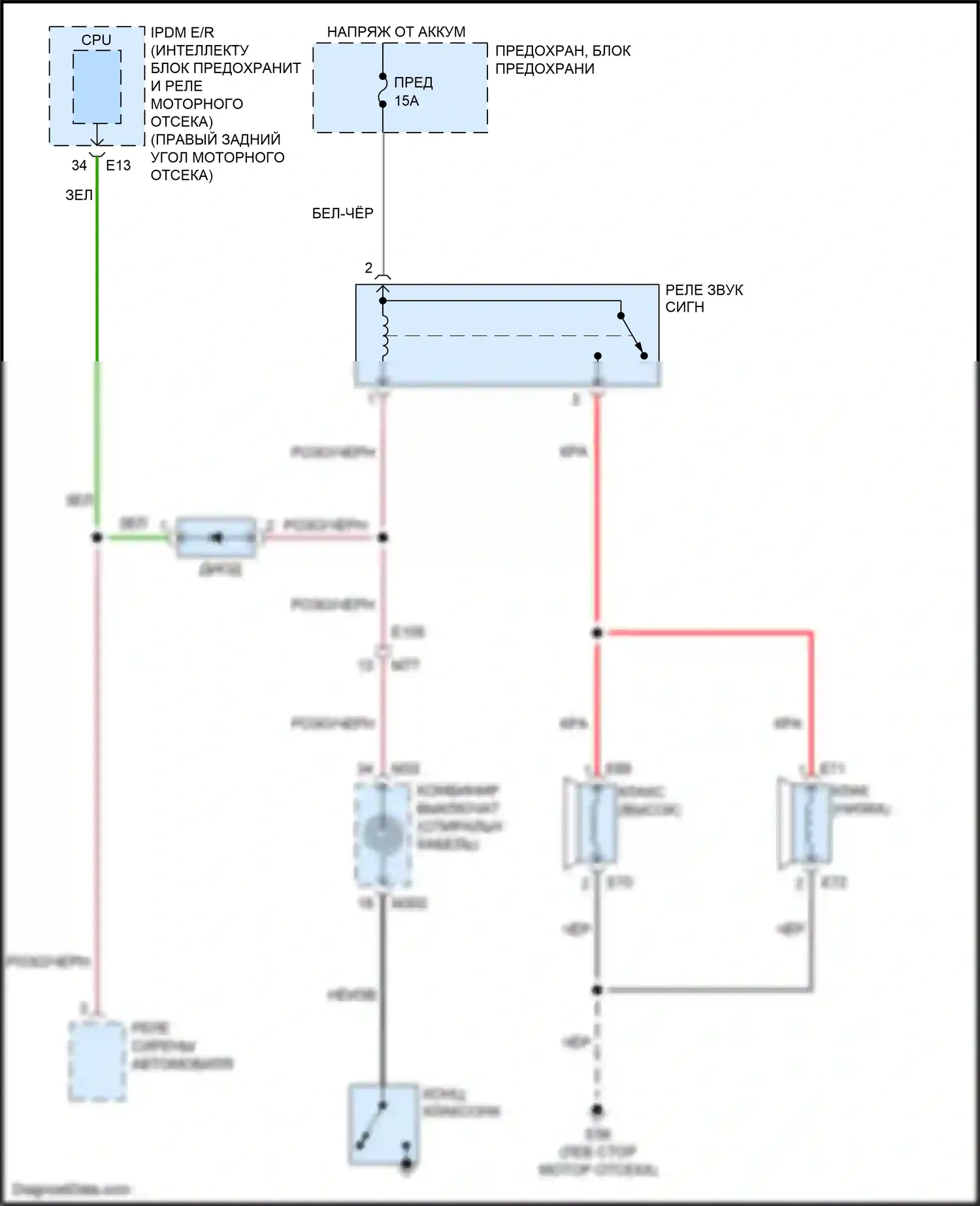 QX56 Infiniti II (2010-2013): Электросхема клаксона 