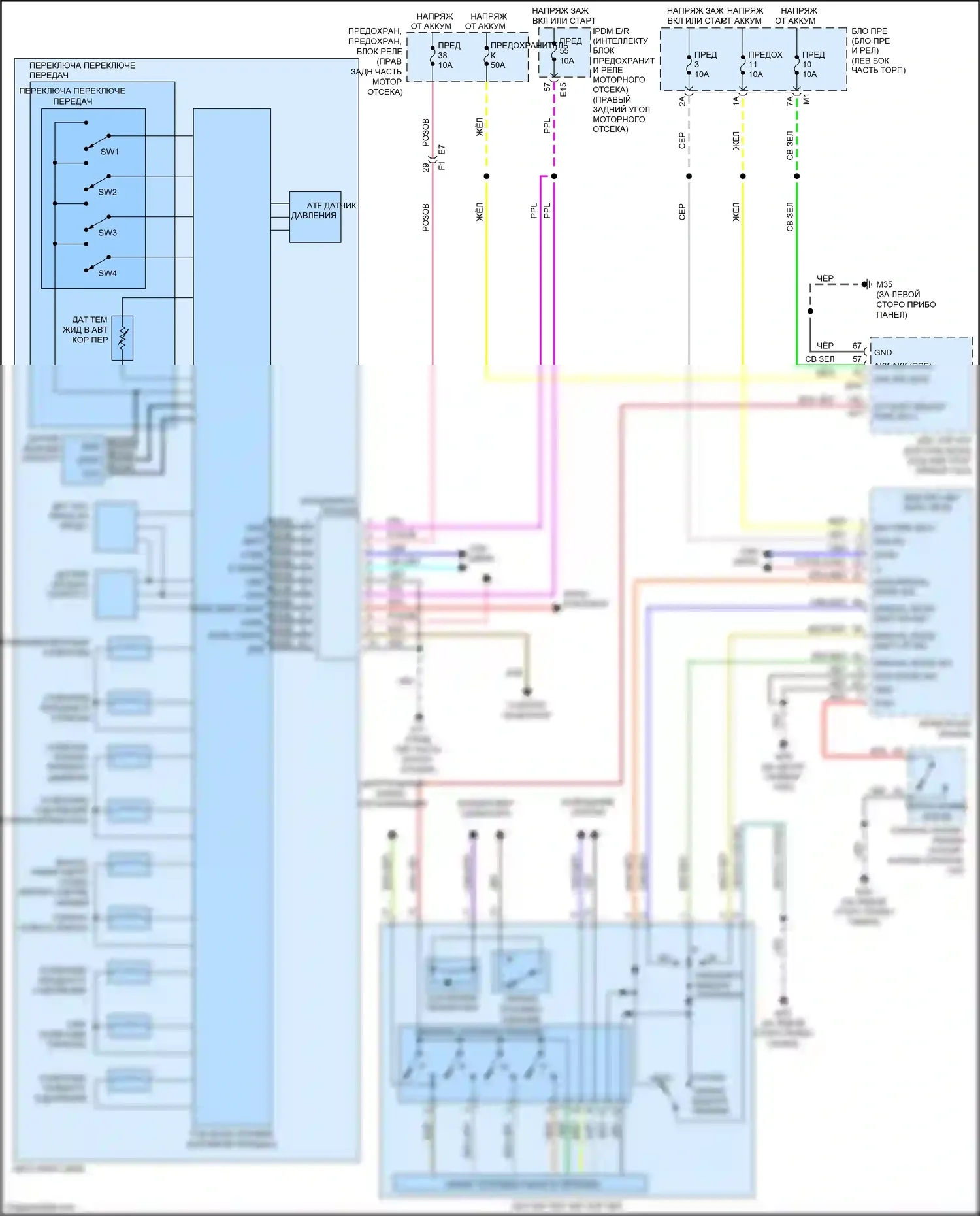 QX56 Infiniti II (2010-2013): Электросхема автоматической коробки передач 