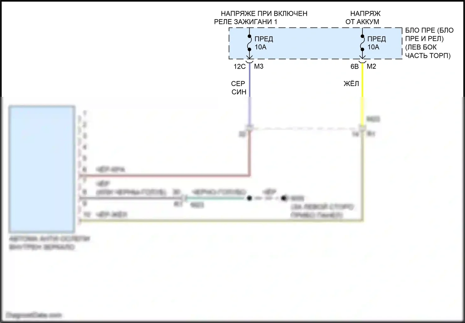 QX56 Infiniti II (2010-2013): Электросхема управления зеркалами заднего вида 