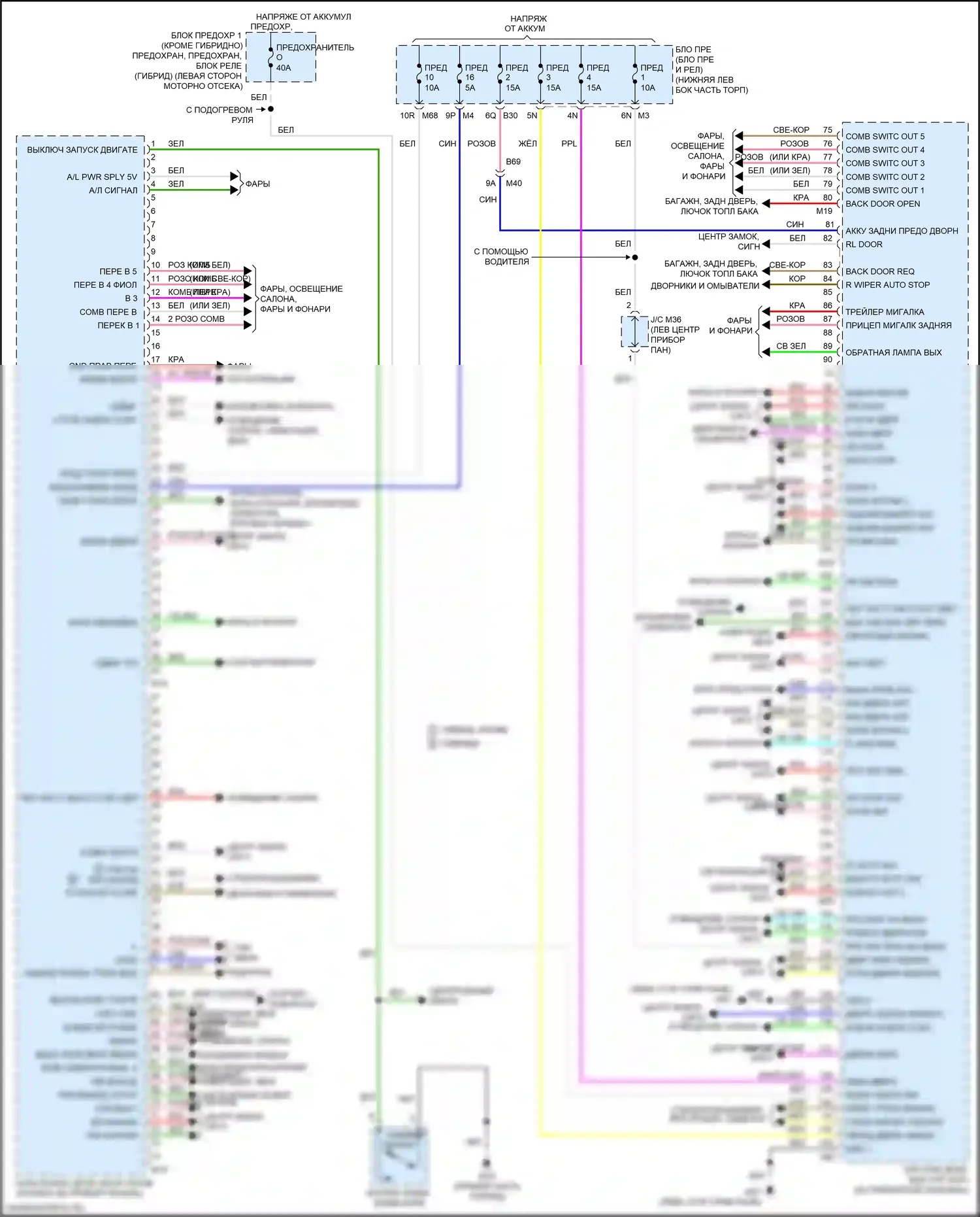 QX60 Infiniti I рестайлинг (2016-2021): Электросхема блоков управления кузовом 