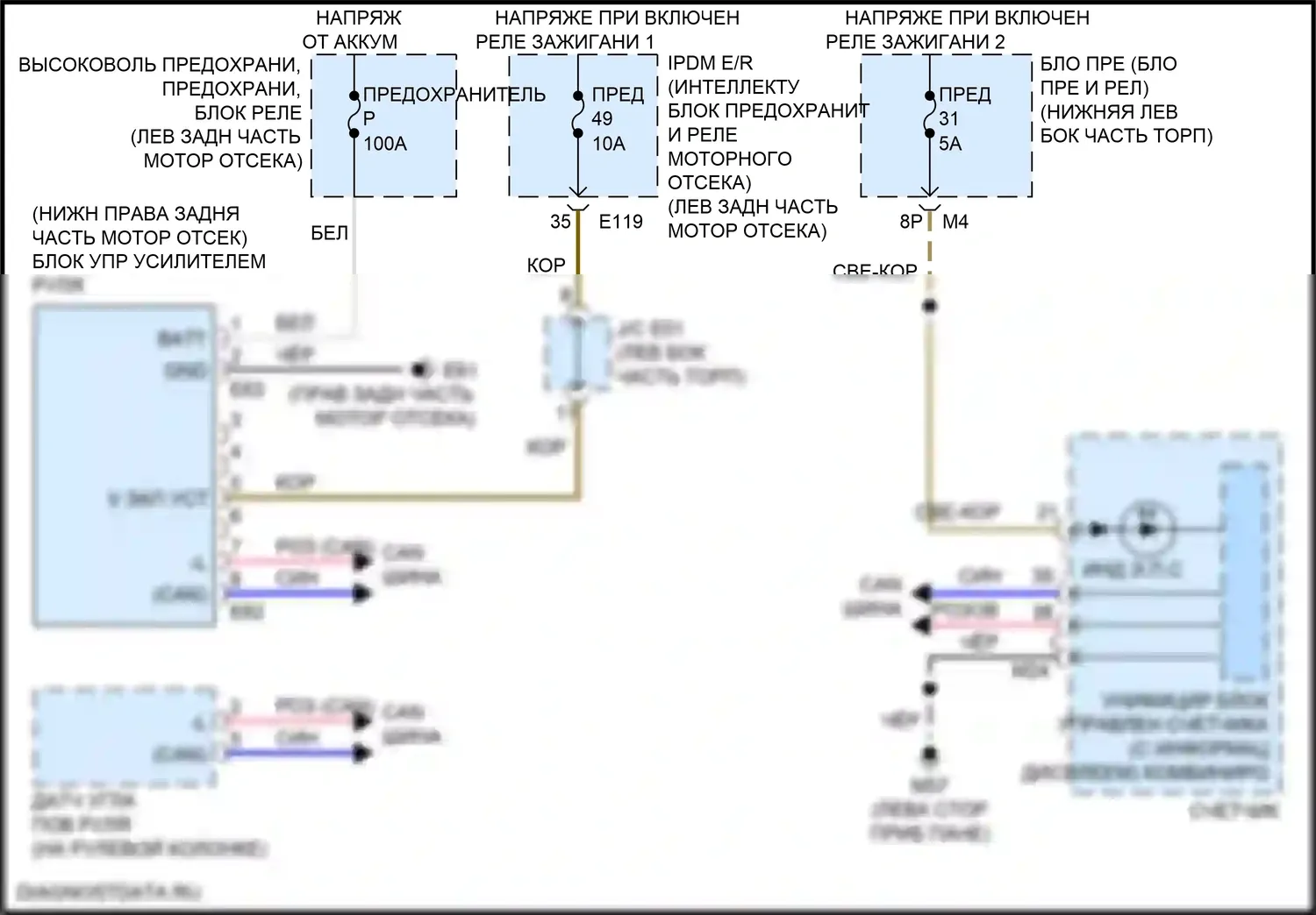 QX60 Infiniti I рестайлинг (2016-2021): Электросхема электроусилителя руля, гибрид 