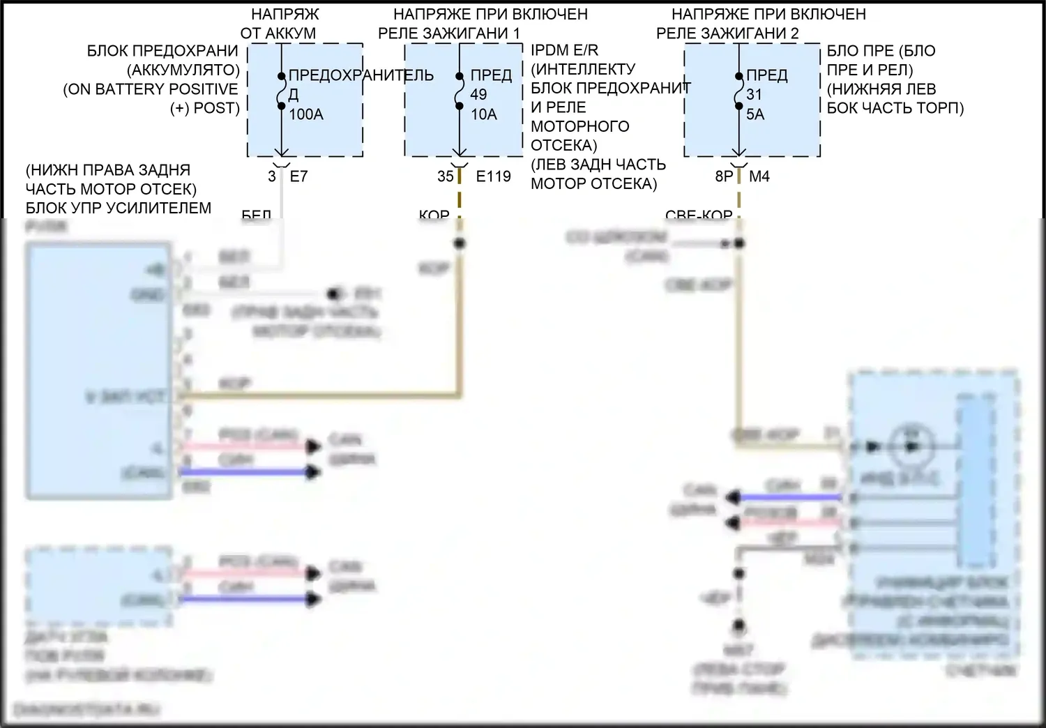 QX60 Infiniti I рестайлинг (2016-2021): Электросхема электроусилителя руля, кроме гибридного 