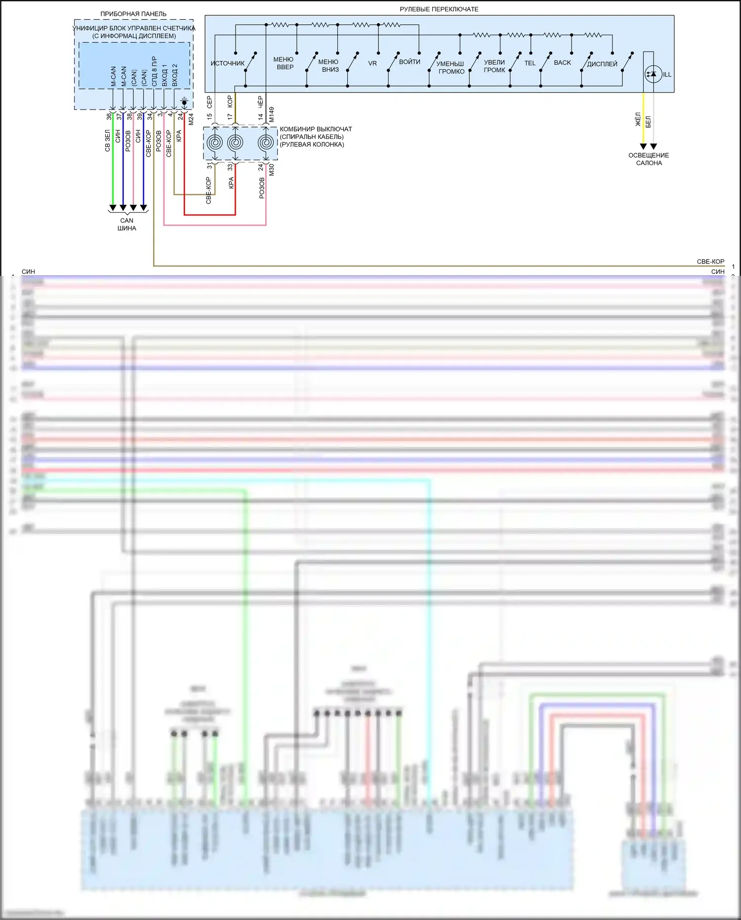 QX60 Infiniti I рестайлинг (2016-2021): Электросхема магнитолы, за исключением гибридного bose с аудио центральной точки (5 из 7) 