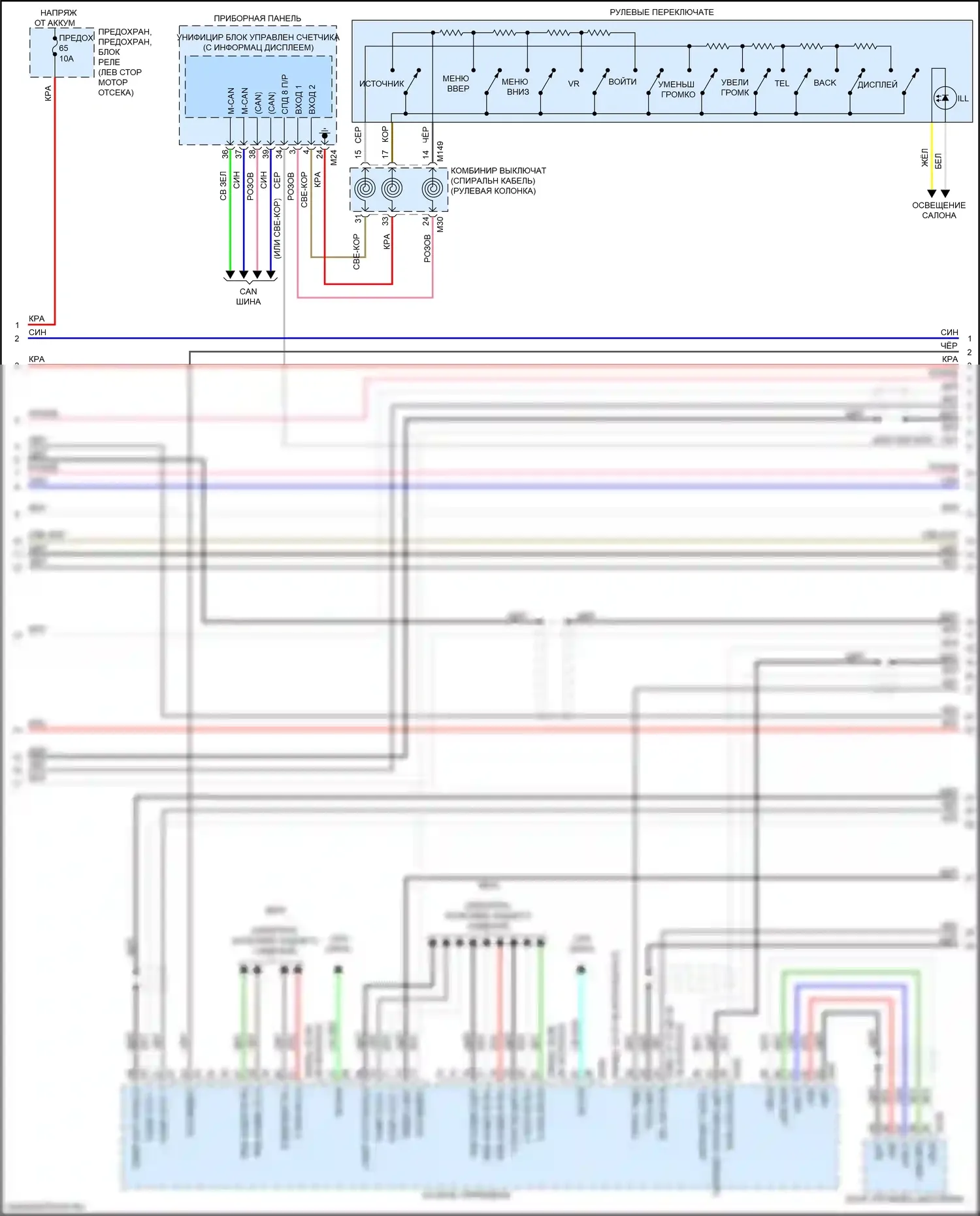 QX60 Infiniti I рестайлинг (2016-2021): Электросхема магнитолы, за исключением гибридной базовой (3 из 4) 