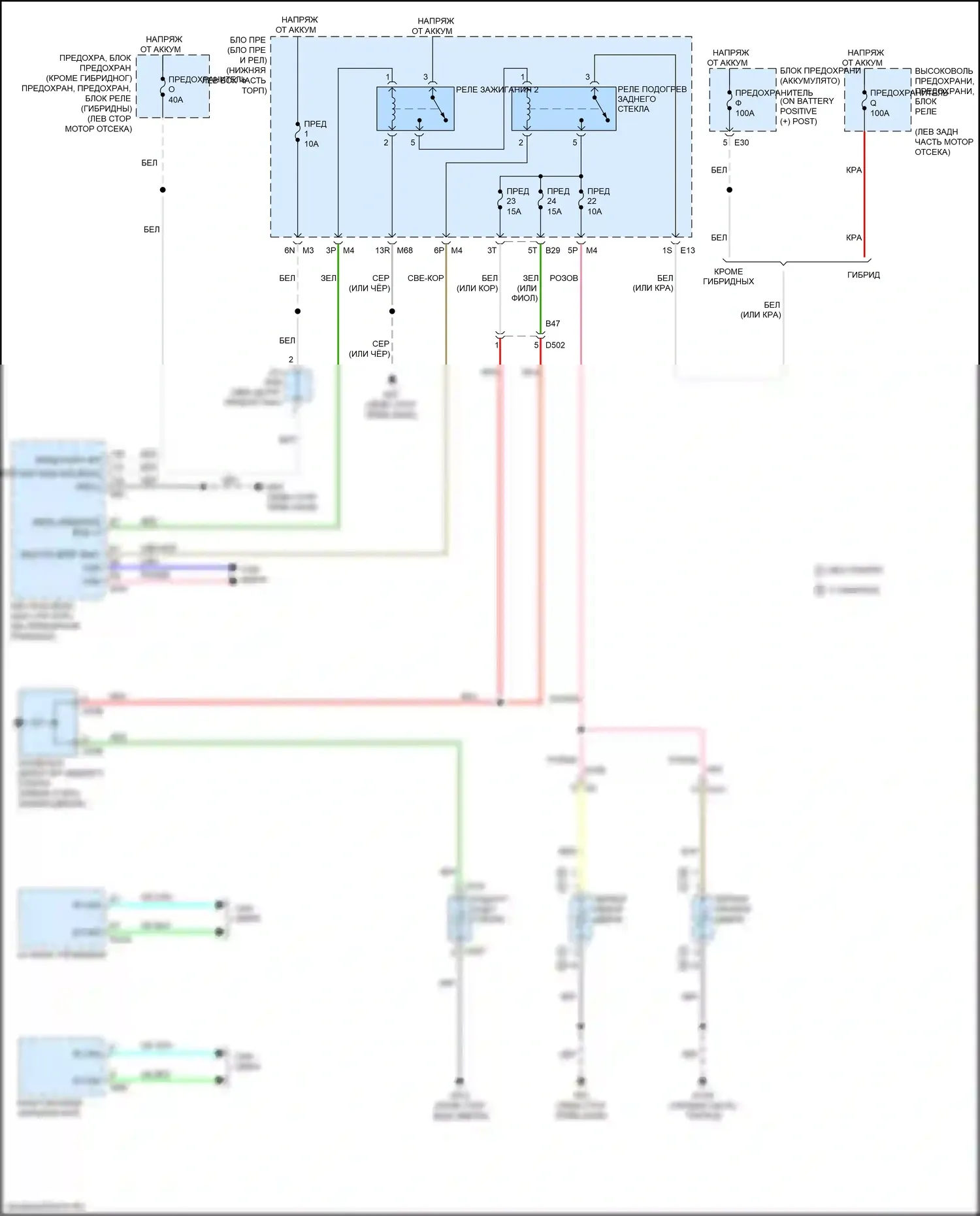 QX60 Infiniti I рестайлинг (2016-2021): Электросхема подогрева стекол 