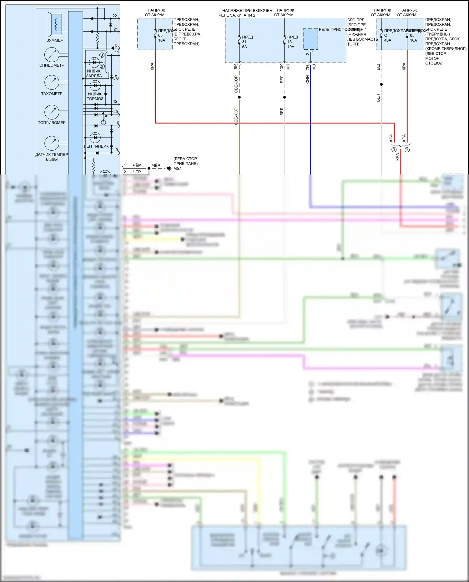 QX60 Infiniti I рестайлинг (2016-2021): Электросхема приборной панели (1 из 2) 