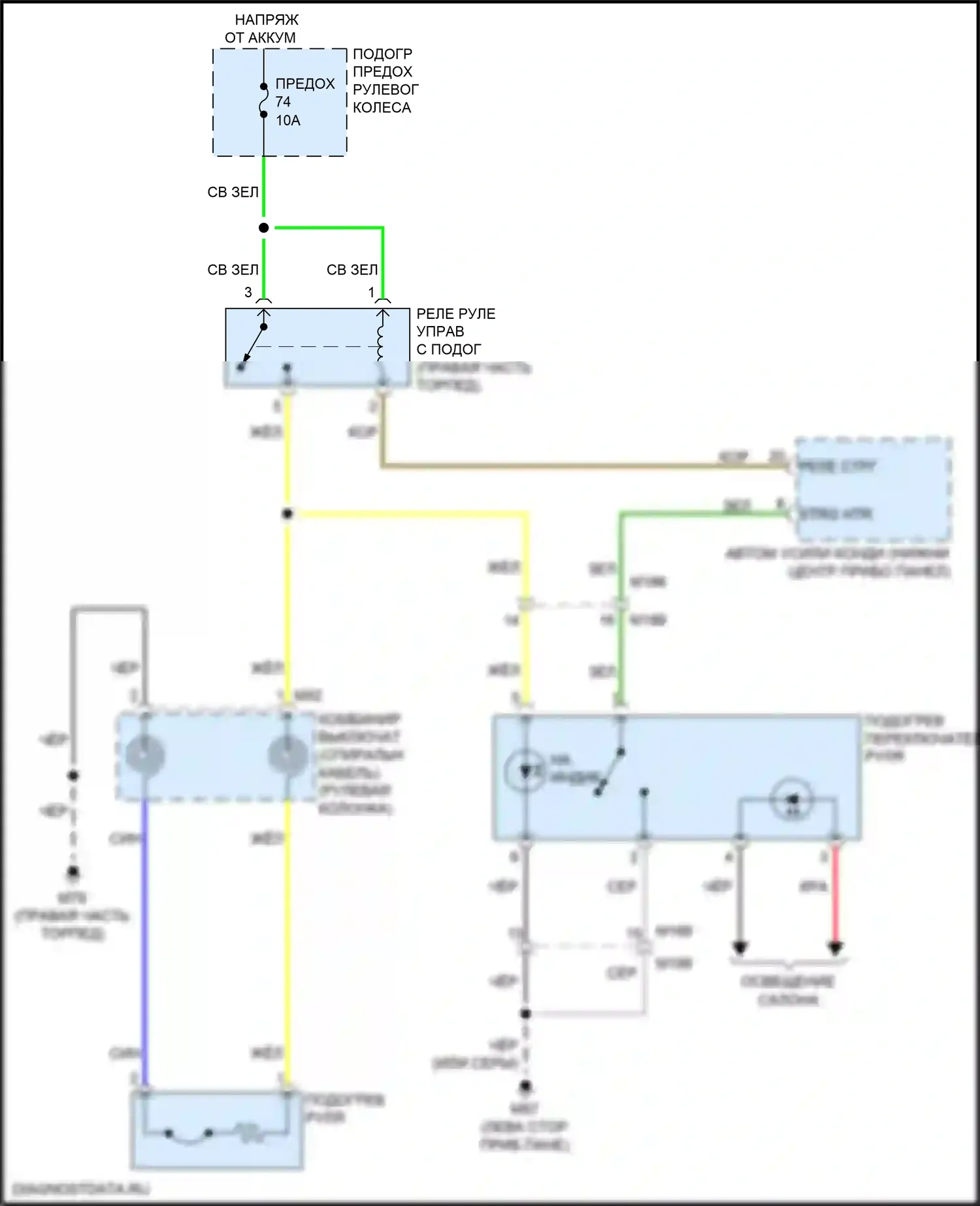 QX60 Infiniti I рестайлинг (2016-2021): Электросхема рулевого колеса с подогревом, кроме гибридного 