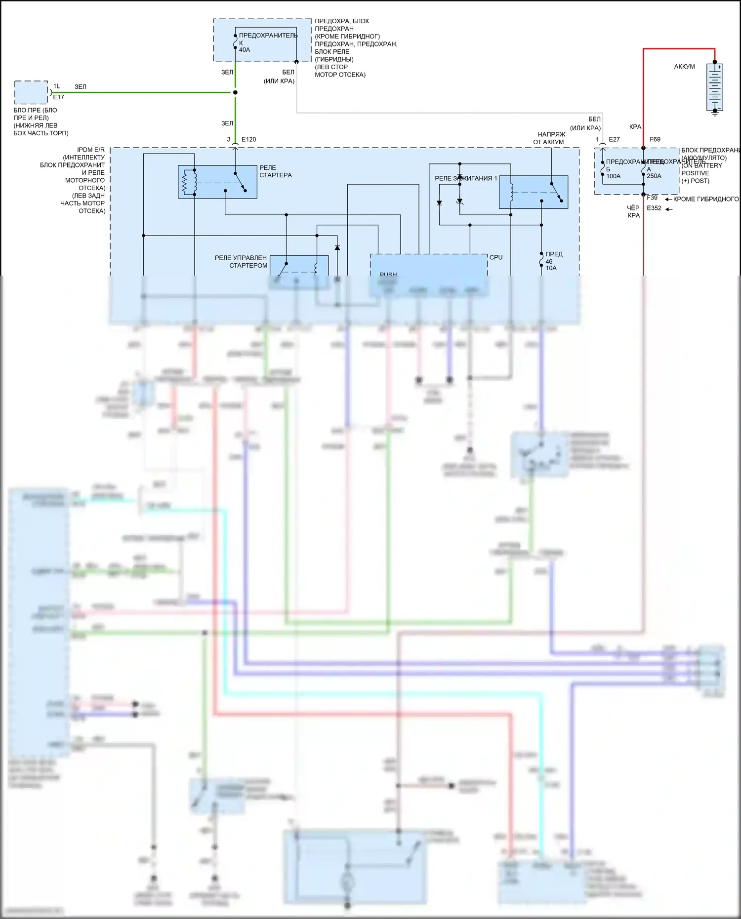 QX60 Infiniti I рестайлинг (2016-2021): Электросхема стартера 