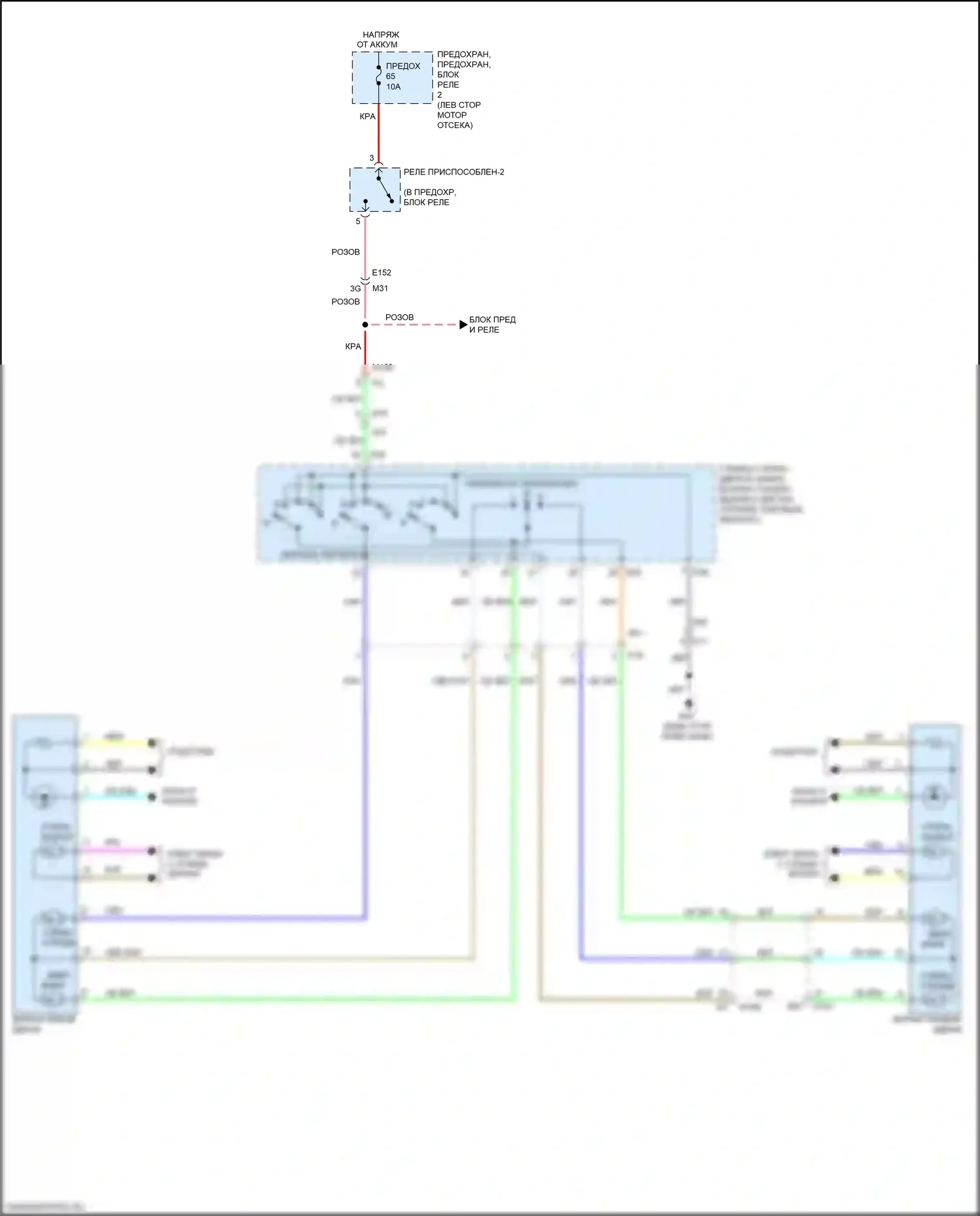 QX60 Infiniti I рестайлинг (2016-2021): Электросхема управления зеркалами заднего вида 