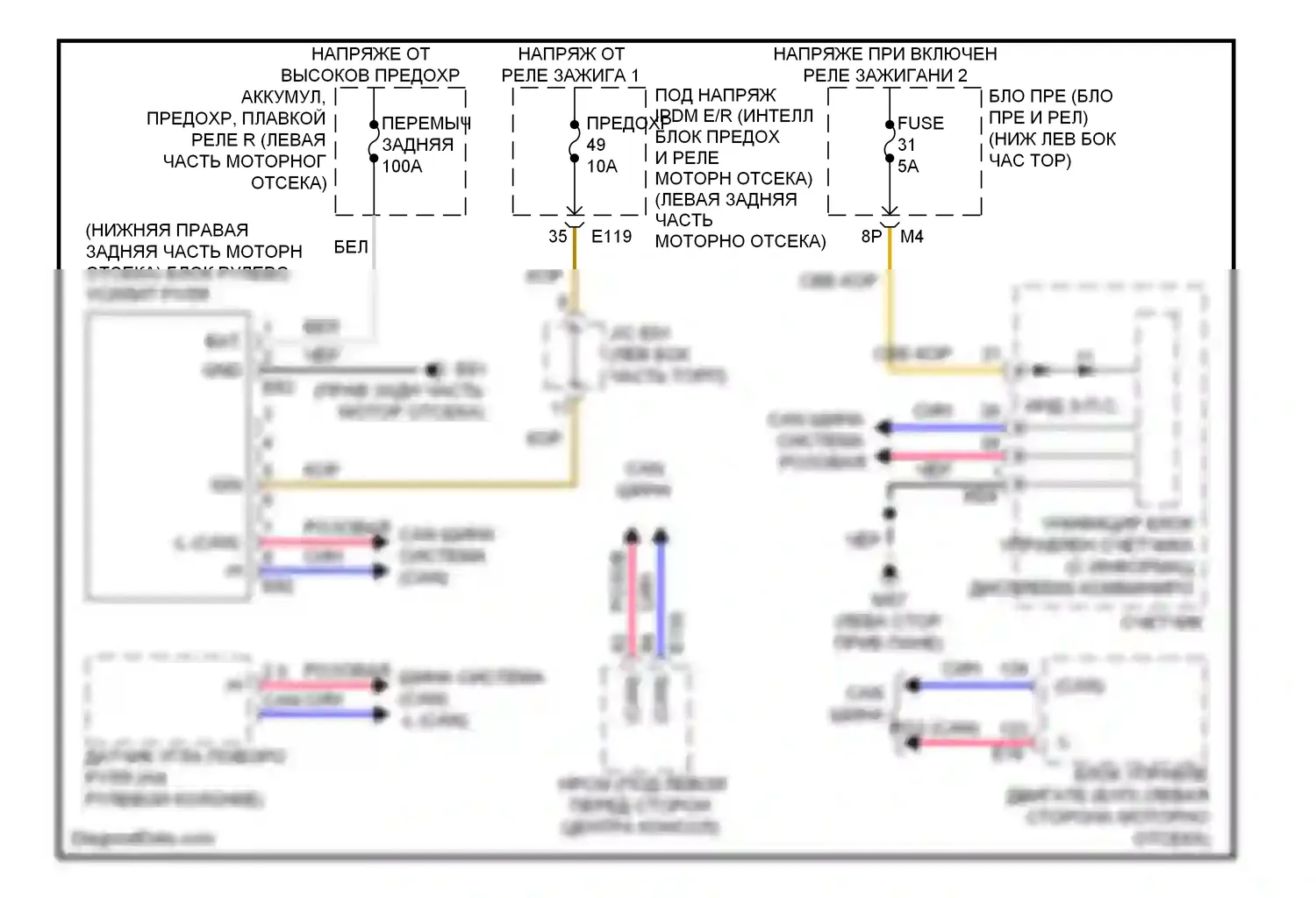 QX60 Infiniti I (2013-2016): Электросхема электроусилителя руля, гибрид 
