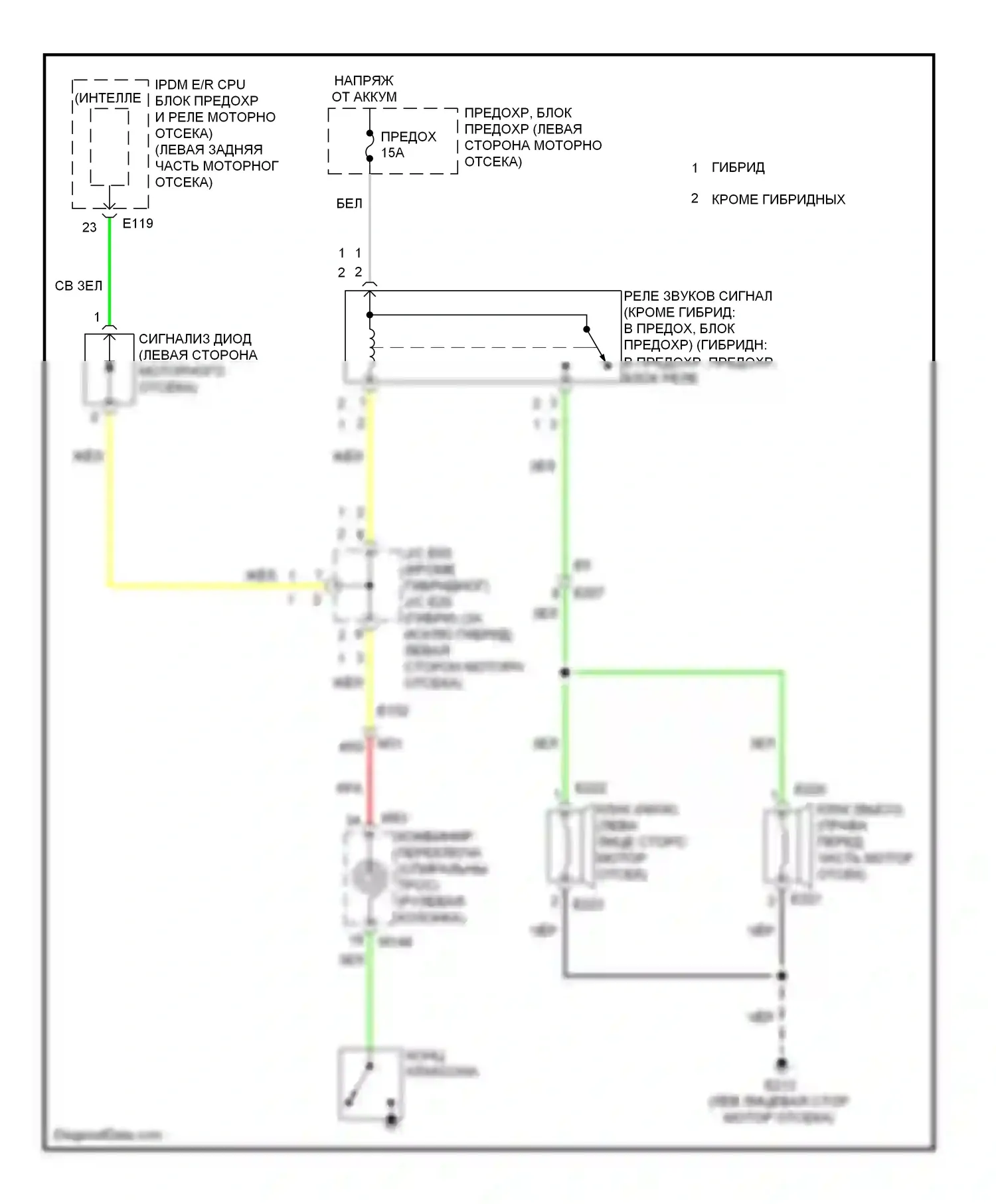 QX60 Infiniti I (2013-2016): Электросхема клаксона 