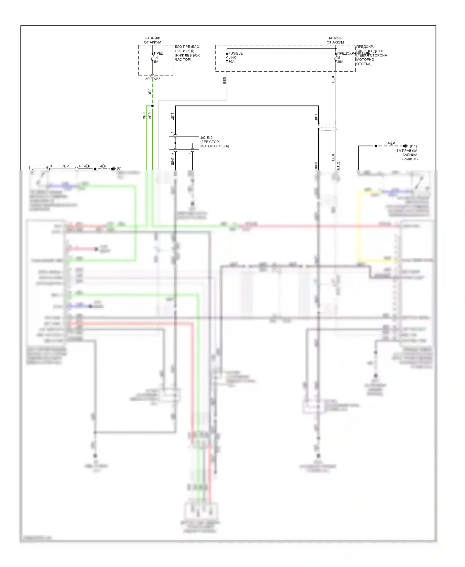 QX60 Infiniti I (2013-2016): Электросхема подушек безопасности, за исключением гибридных 