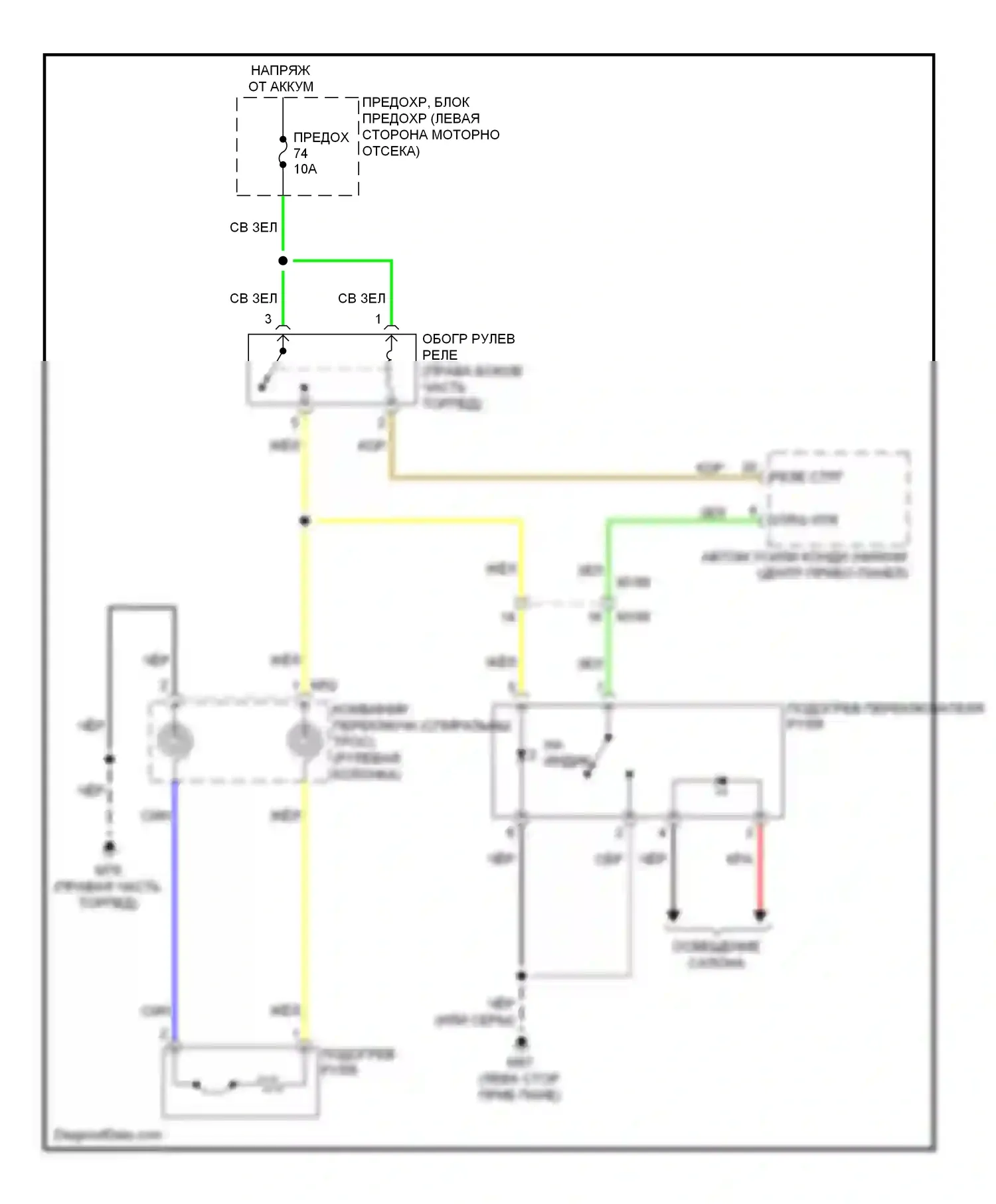 QX60 Infiniti I (2013-2016): Электросхема рулевого колеса с подогревом, кроме гибридного 