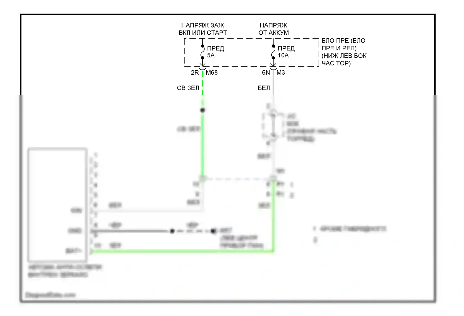 QX60 Infiniti I (2013-2016): Auto анти-ослепляя внутри зеркальной электросхемы проводки 