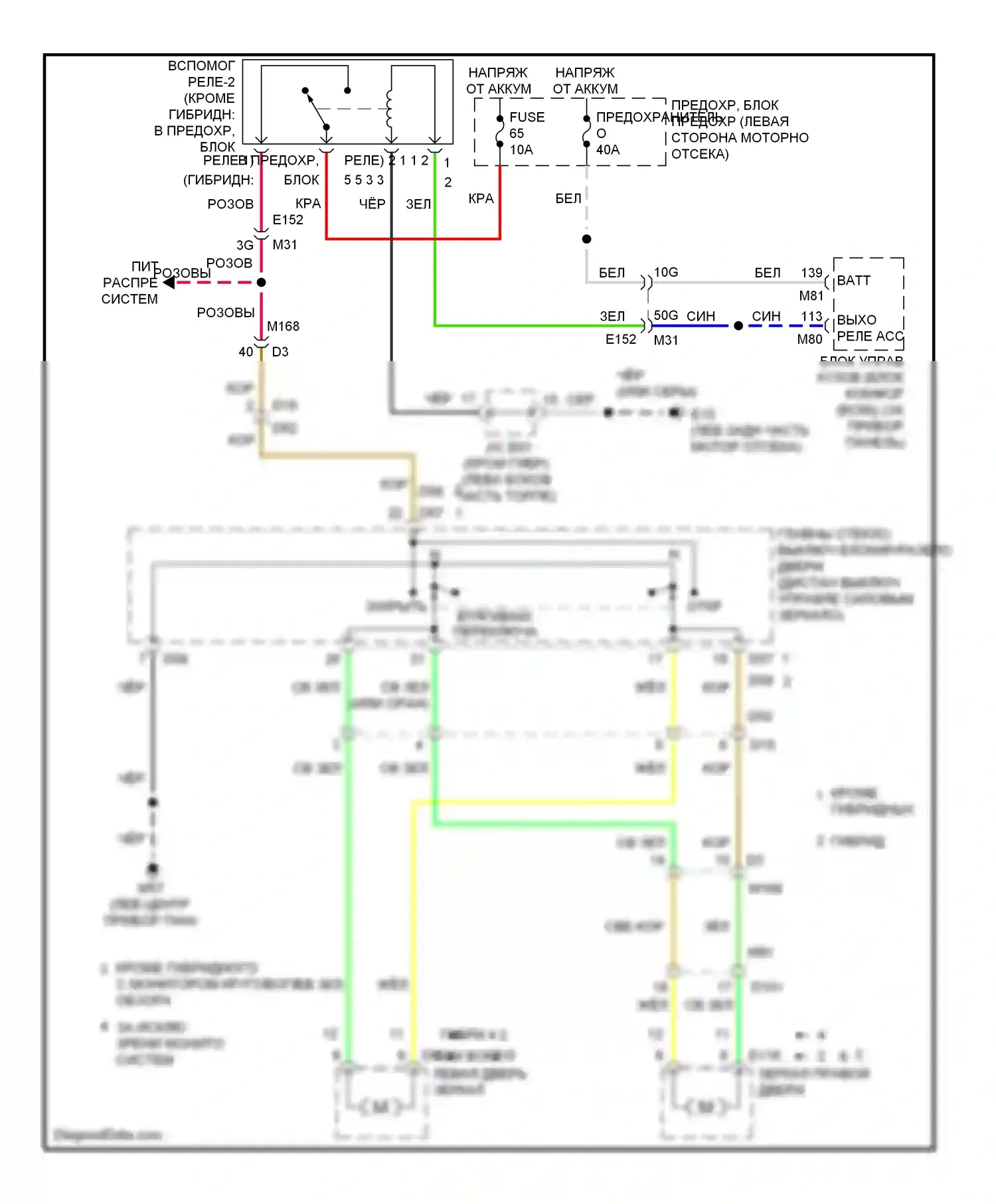 QX60 Infiniti I (2013-2016): Электросхема управления зеркалами заднего вида 