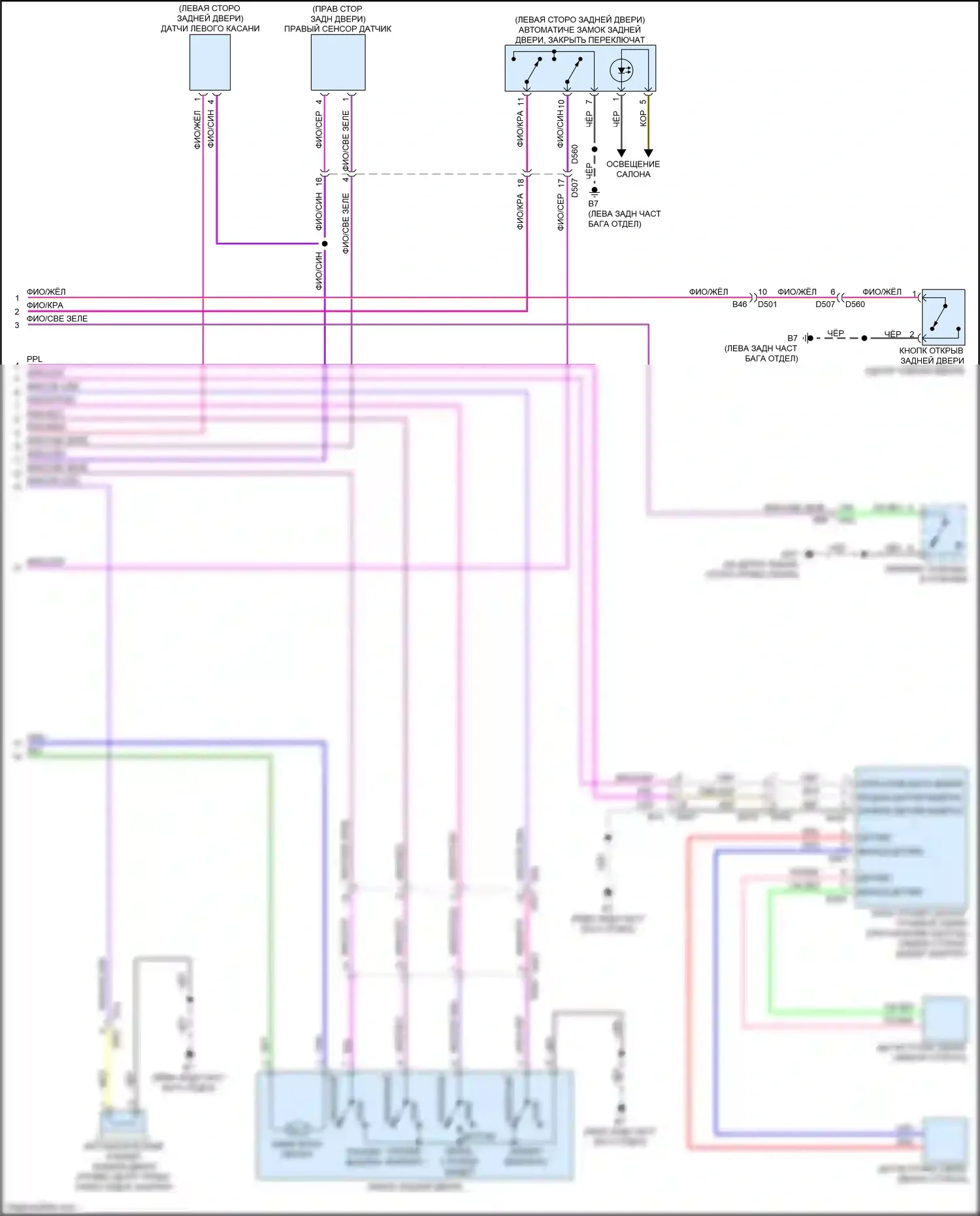 QX60 Infiniti II (2021-2024): Электросхема автоматической задней двери (2 из 2) 