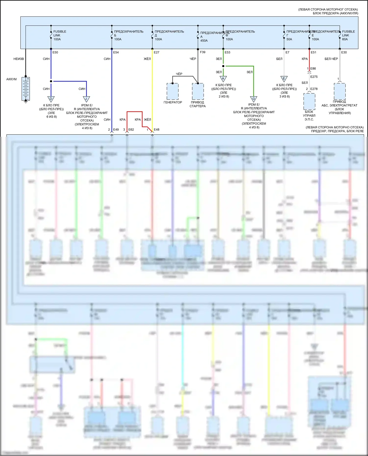 QX60 Infiniti II (2021-2024): Электросхема блока предохранителей реле (1 из 8) 