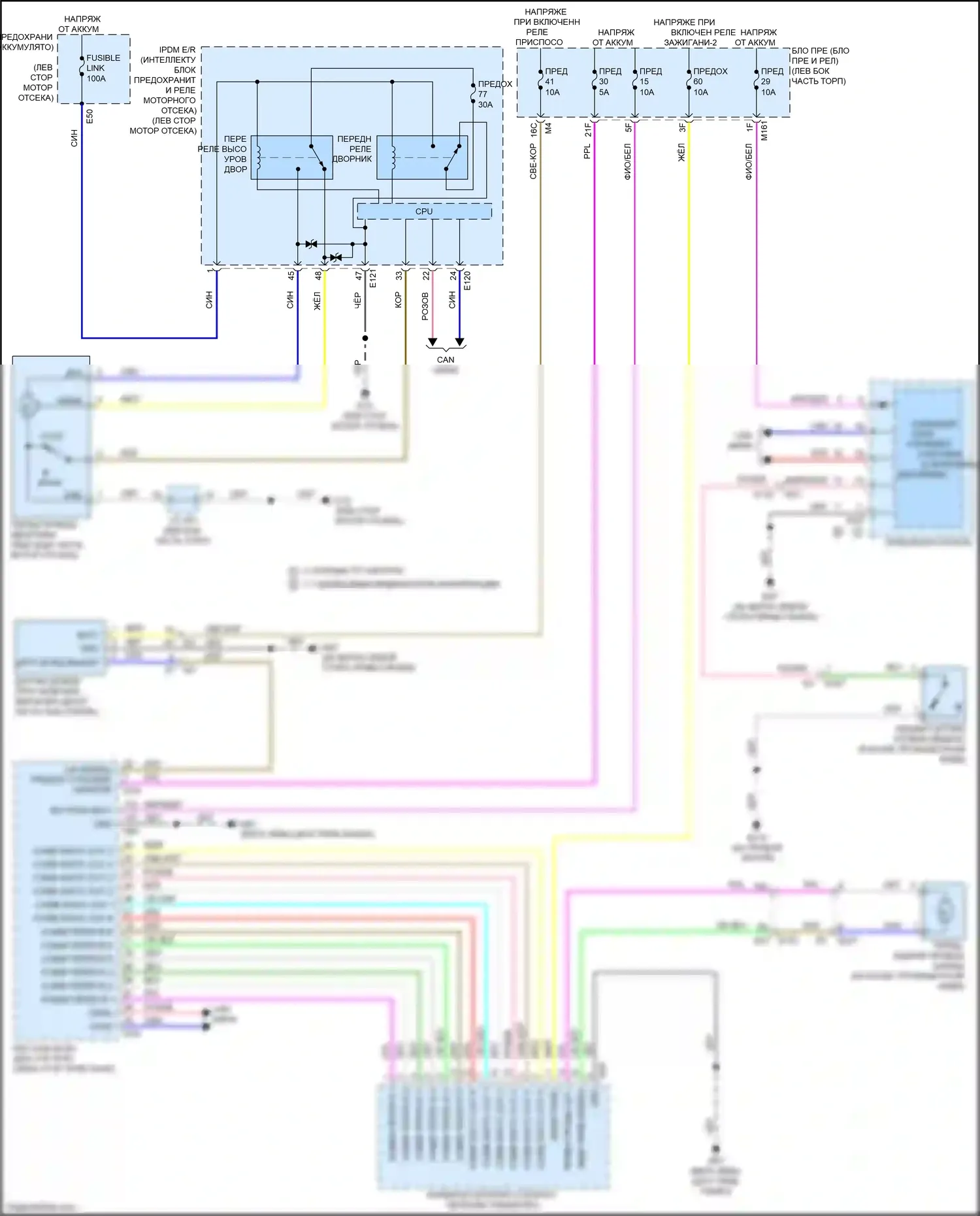QX60 Infiniti II (2021-2024): Электросхема передних дворников и омывателей 