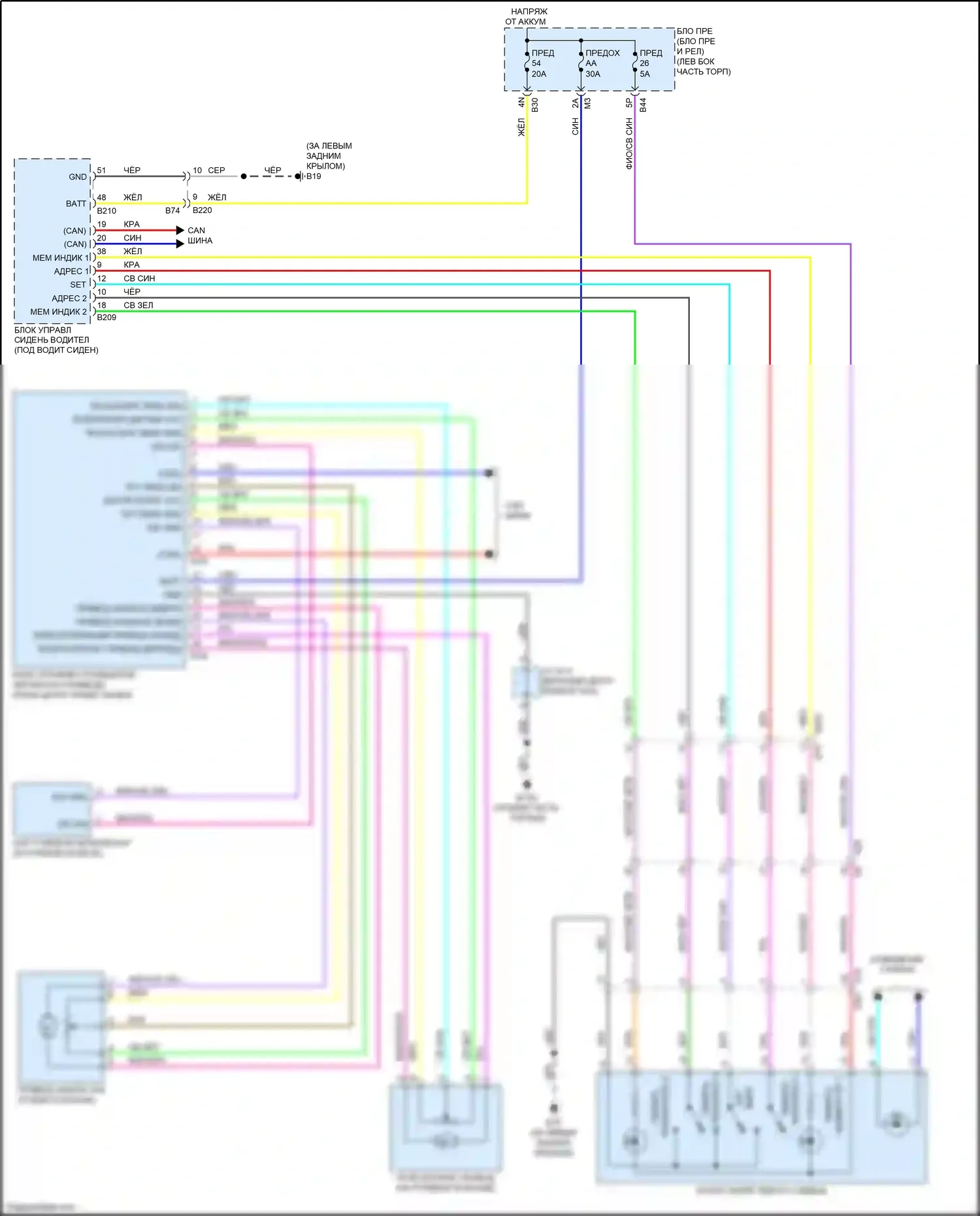 QX60 Infiniti II (2021-2024): Электросхема наклона питания памяти и телескопического подключения питания 