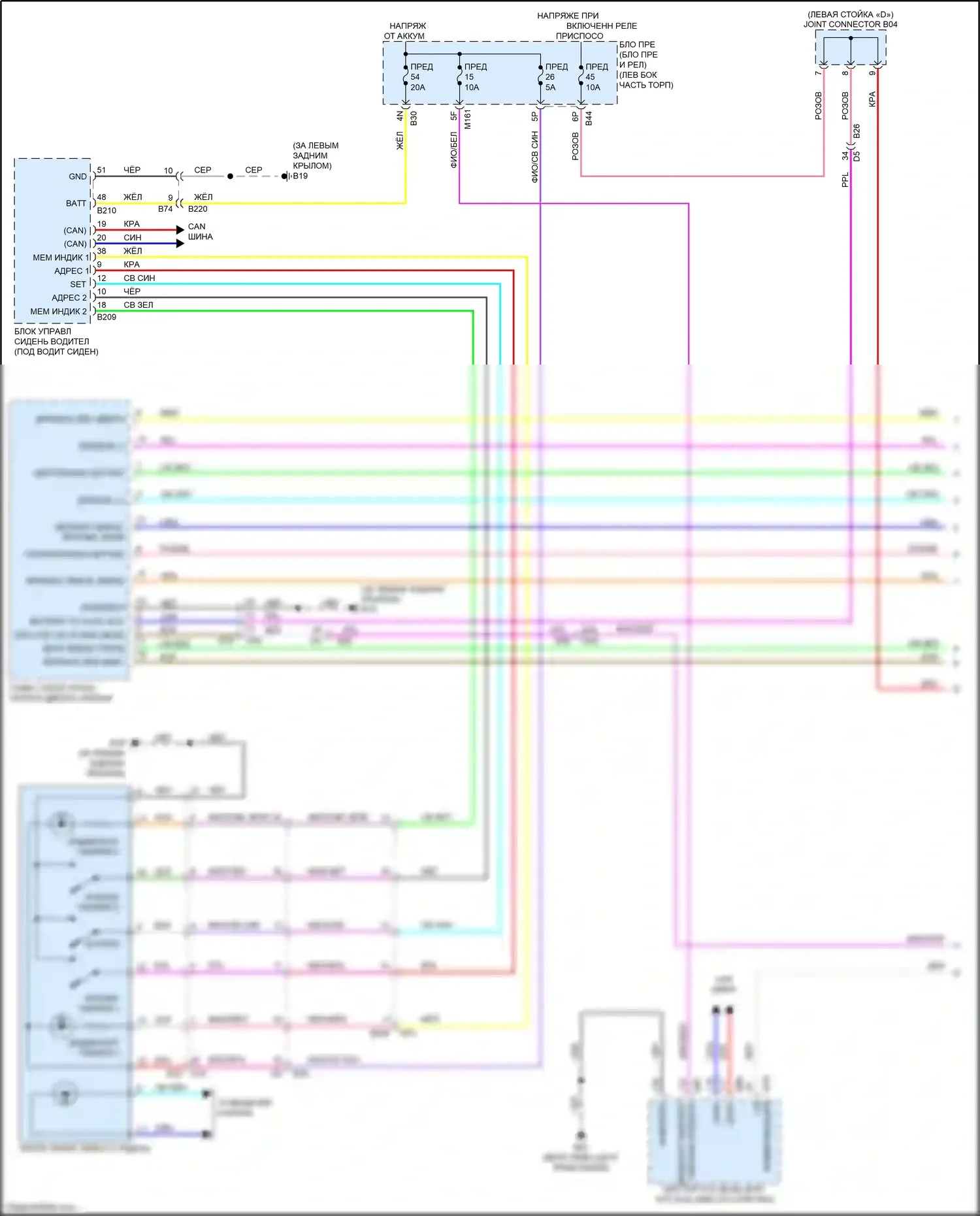 QX60 Infiniti II (2021-2024): Электросхема памяти зеркал (1 из 2) 