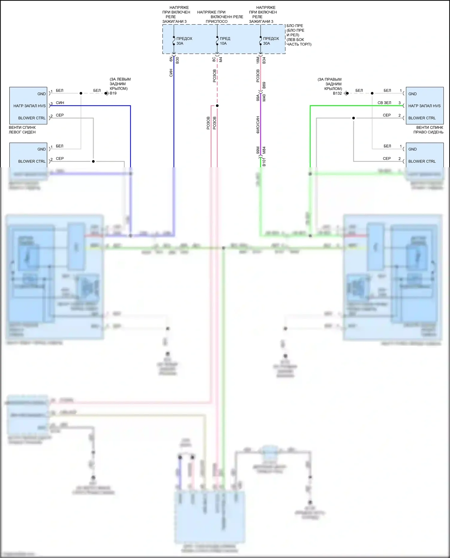QX60 Infiniti II (2021-2024): Электросхема сидений климат-контроля 