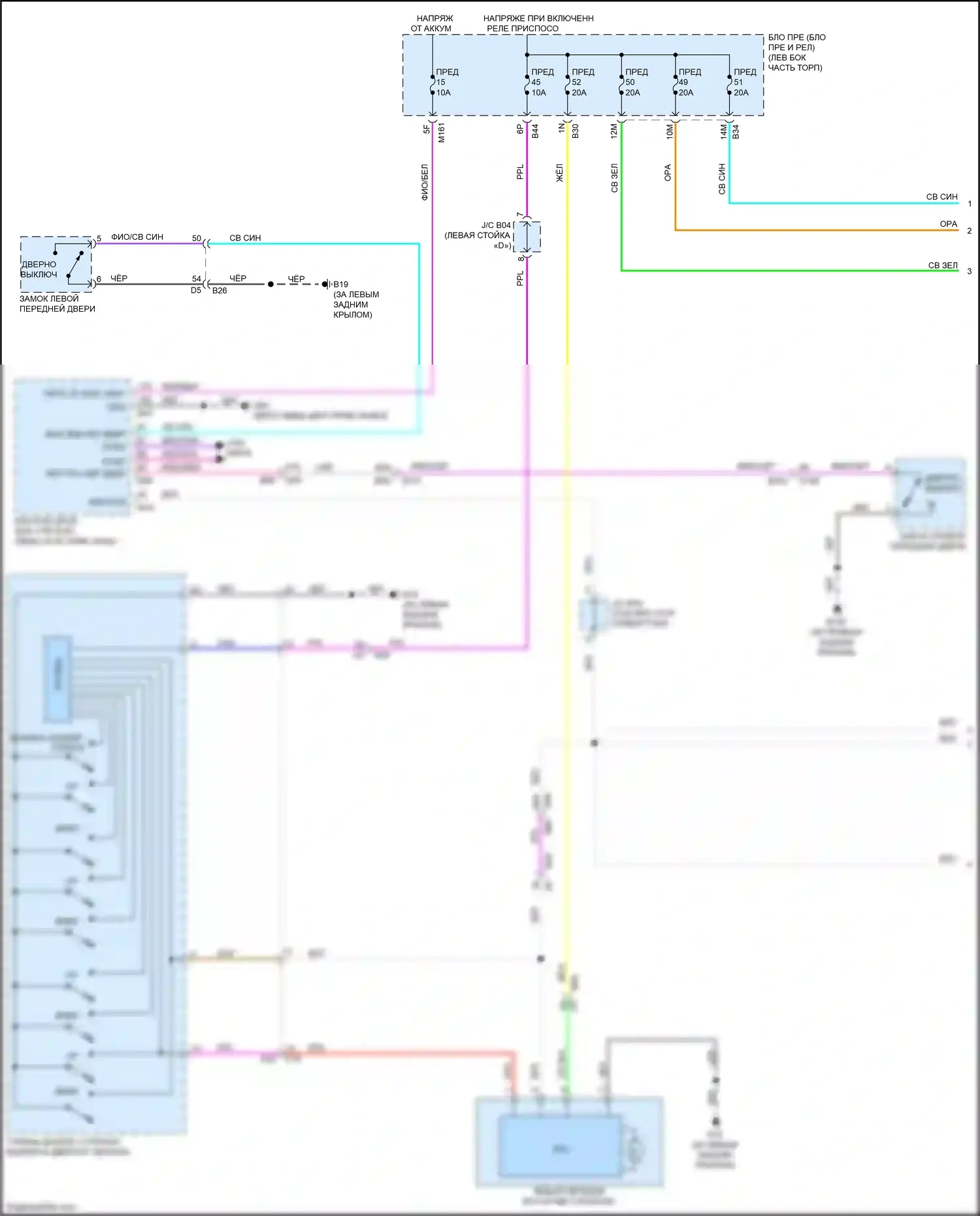 QX60 Infiniti II (2021-2024): Электросхема стеклоподъемников (1 из 2) 