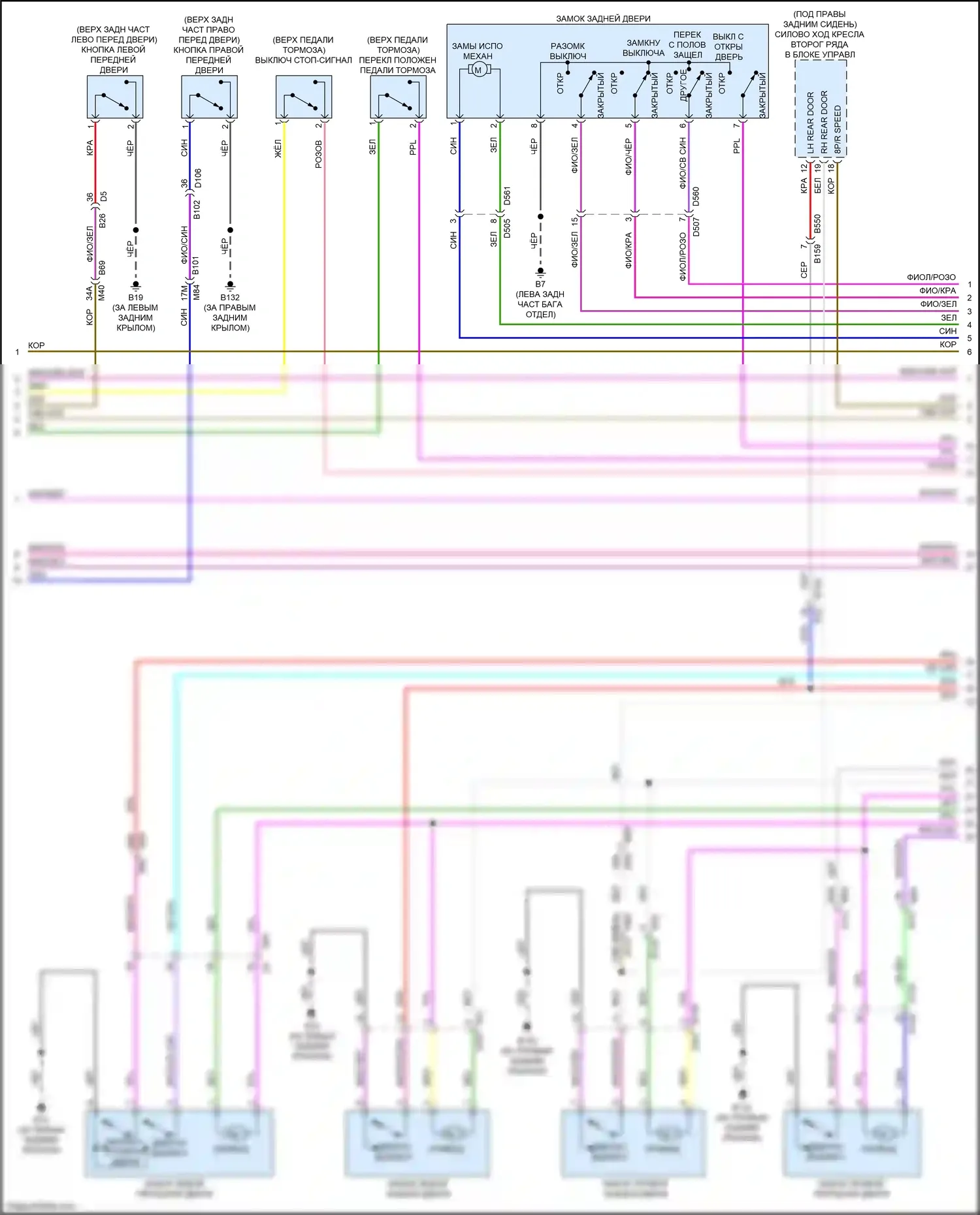 QX60 Infiniti II (2021-2024): Электросхема центрального замка (2 из 3) 