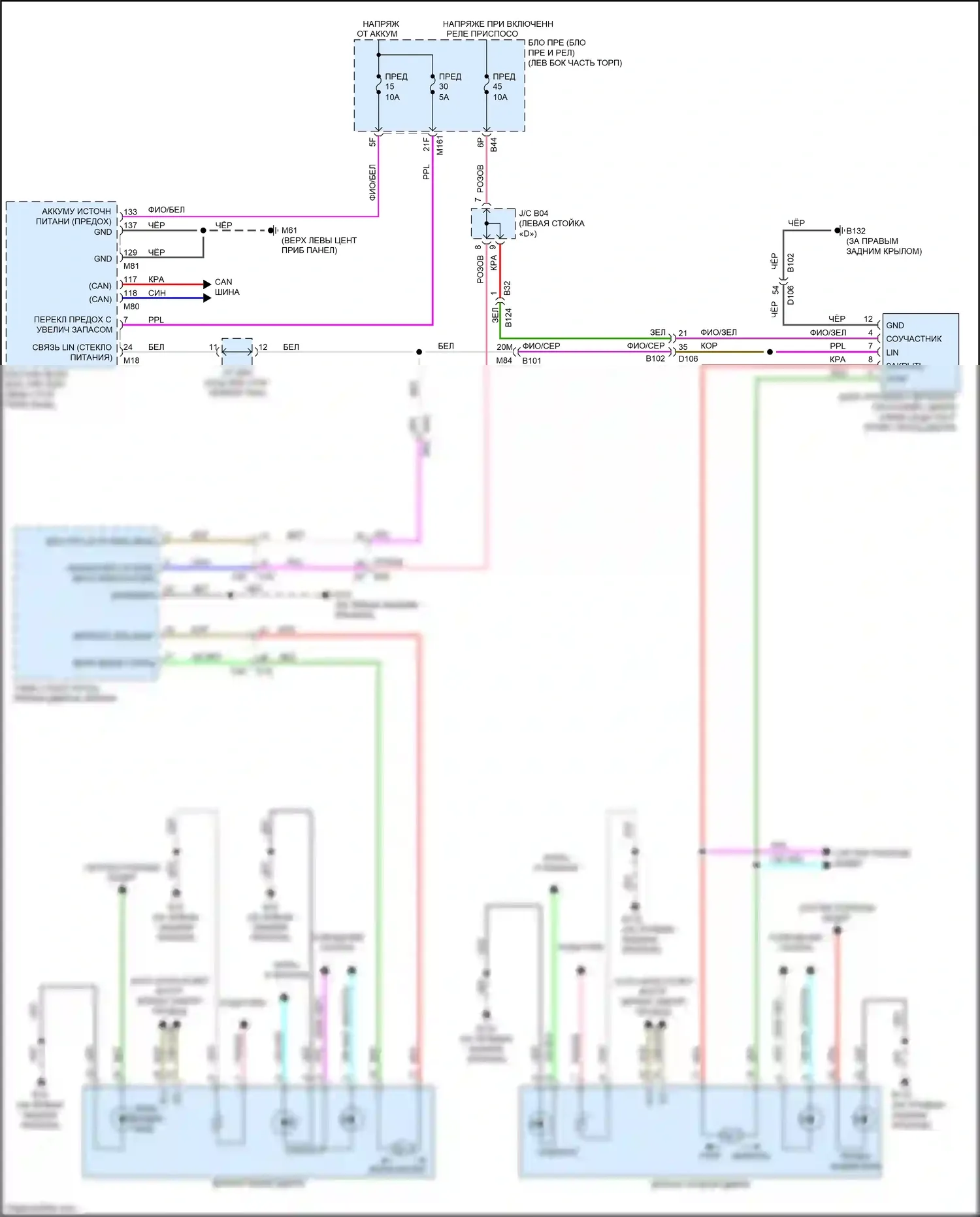 QX60 Infiniti II (2021-2024): Электросхема управления зеркалами заднего вида 