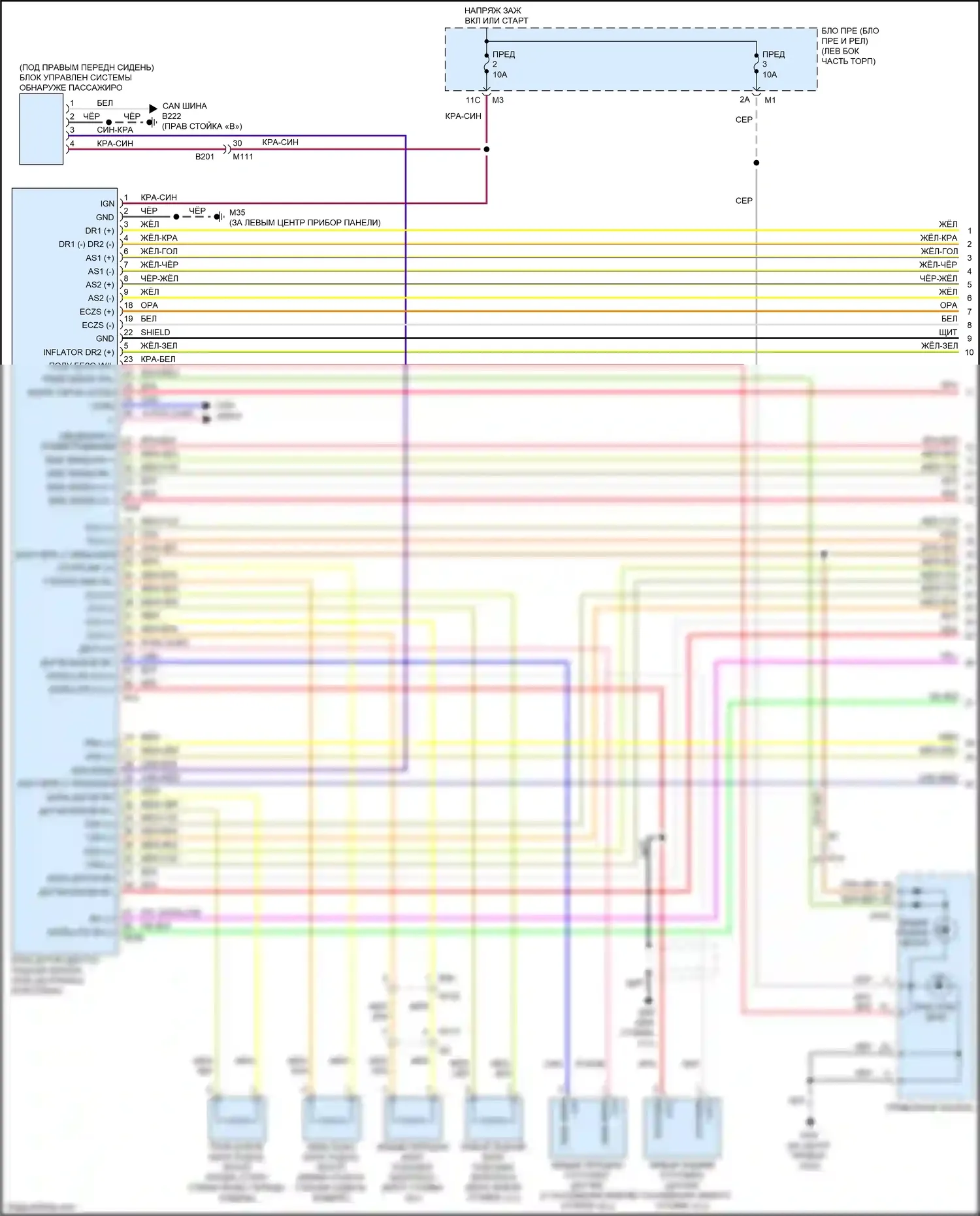 QX80 Infiniti I рестайлинг 2 (2017-2022): Электросхема подушек безопасности (1 из 3) 
