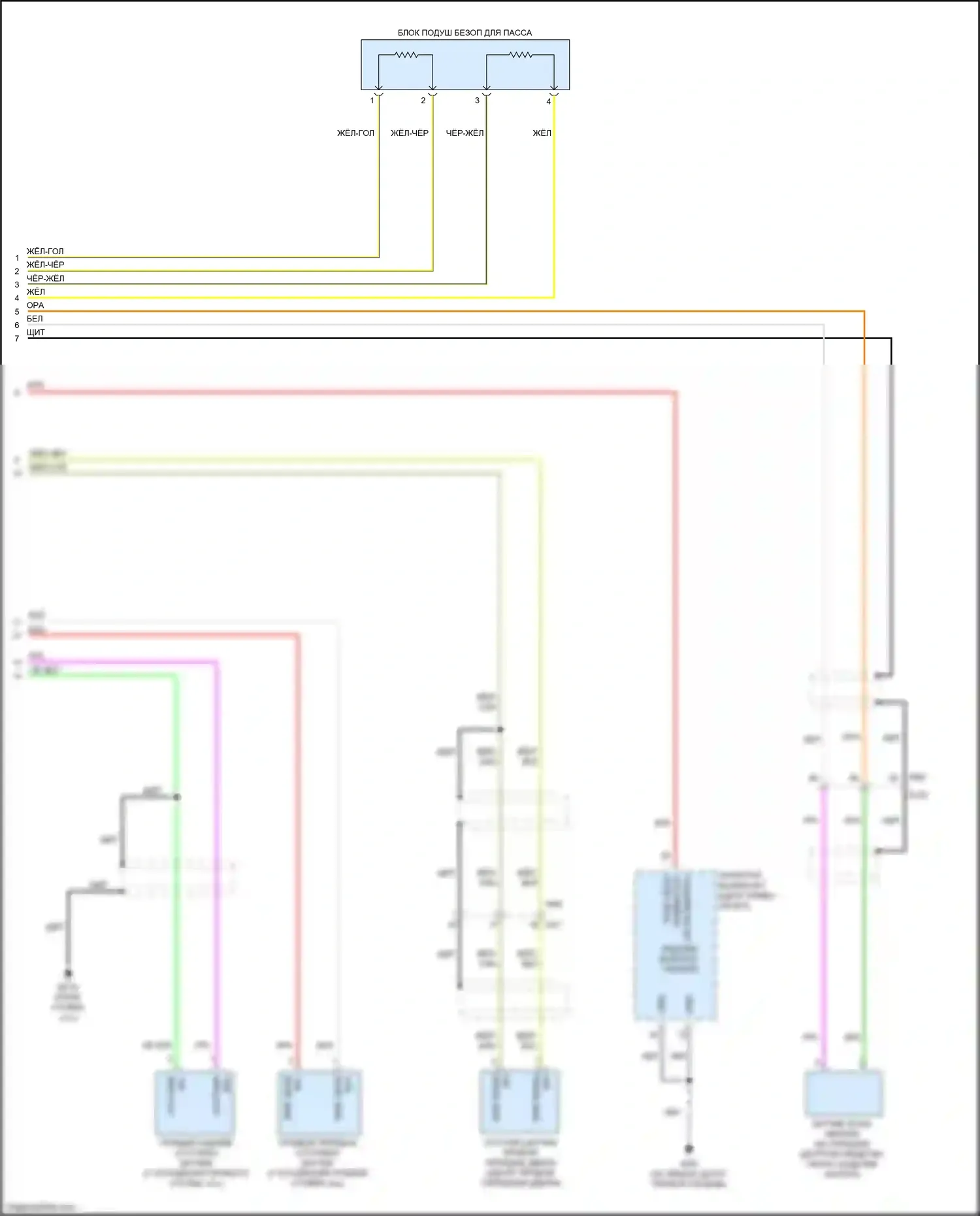 QX80 Infiniti I рестайлинг 2 (2017-2022): Электросхема подушек безопасности (3 из 3) 