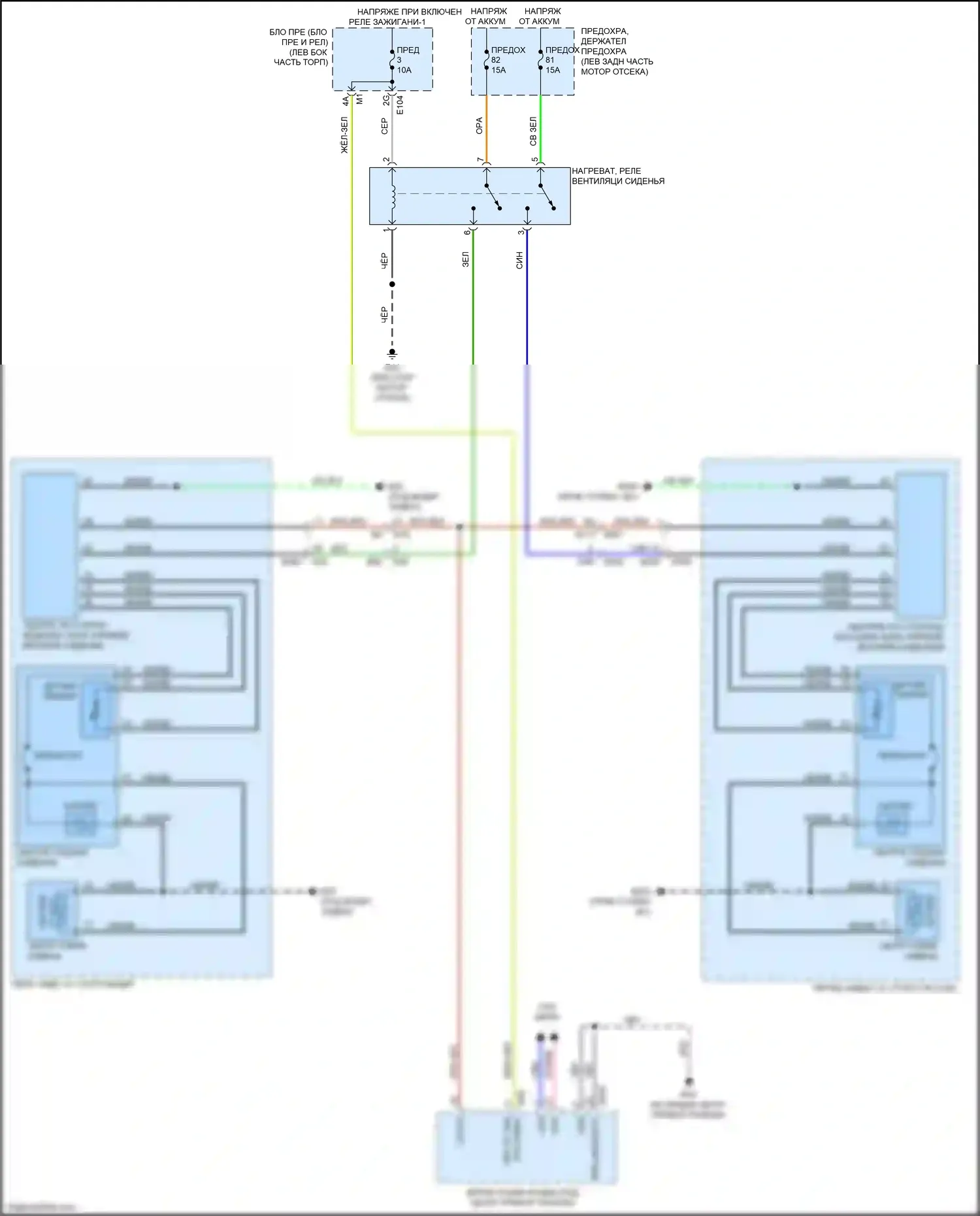 QX80 Infiniti I рестайлинг 2 (2017-2022): Электросхема вентиляции сиденья 