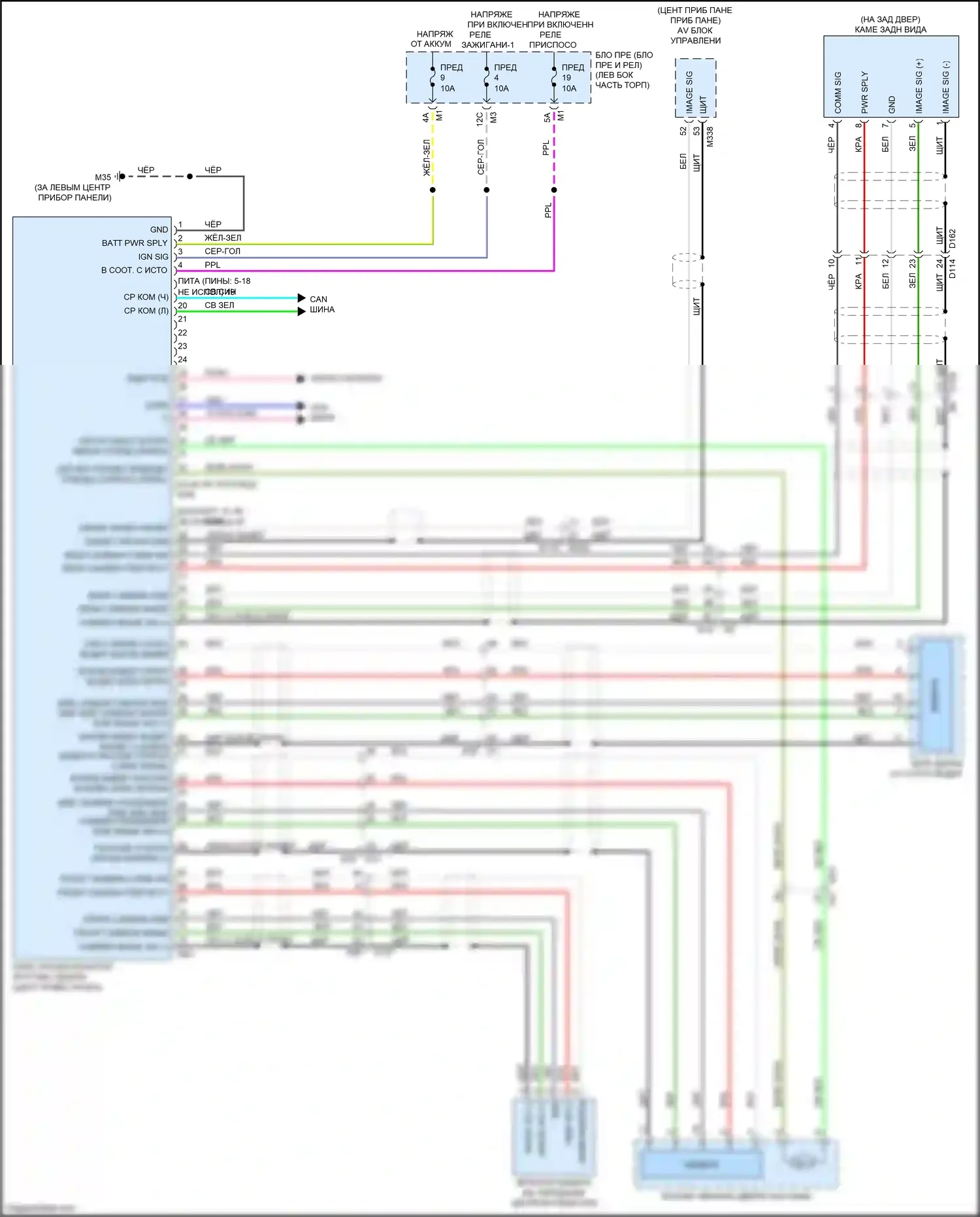 QX80 Infiniti I рестайлинг 2 (2017-2022): Электросхема камеры кругового обзора 