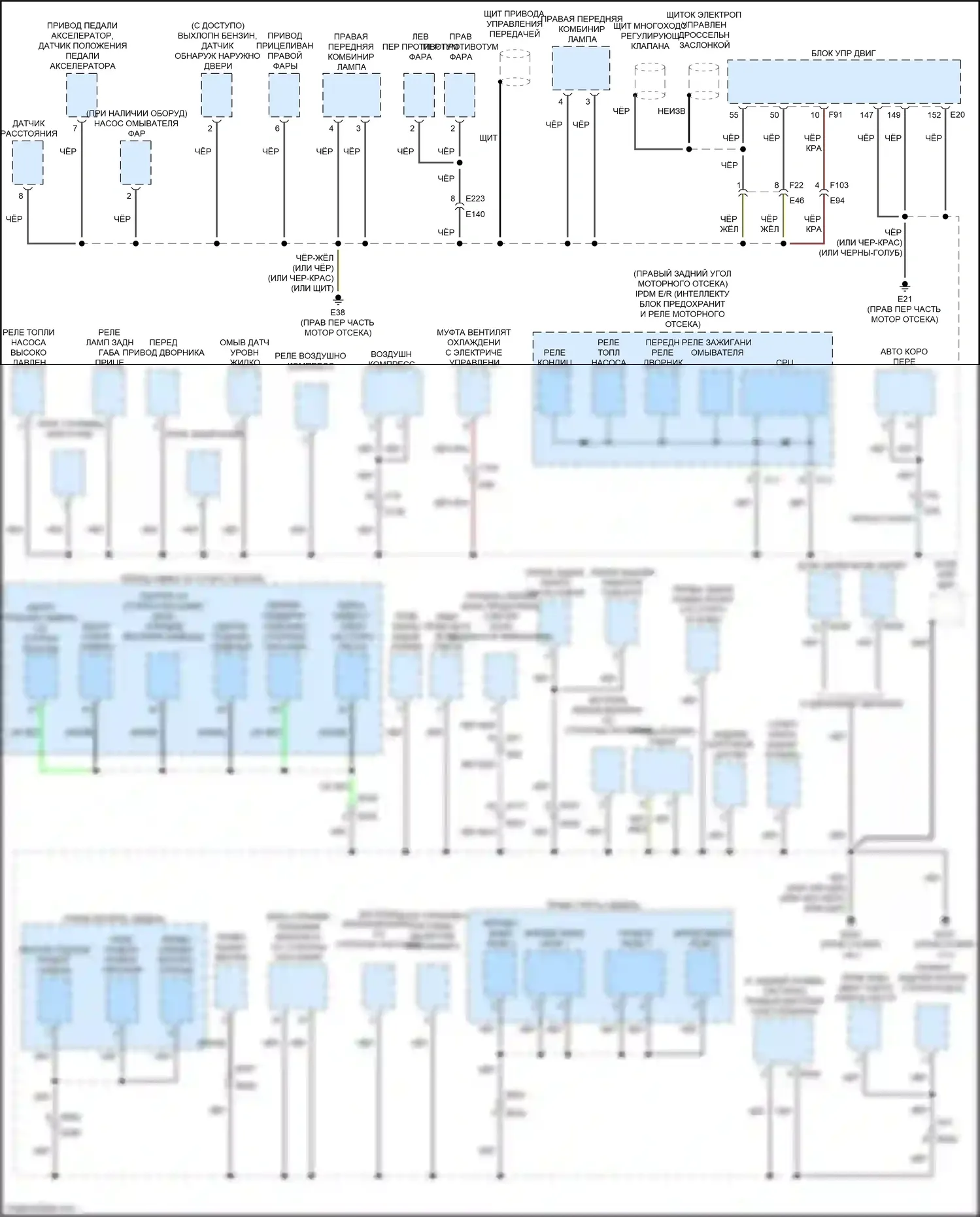 QX80 Infiniti I рестайлинг 2 (2017-2022): Электросхема точек подключения масс (1 из 4) 