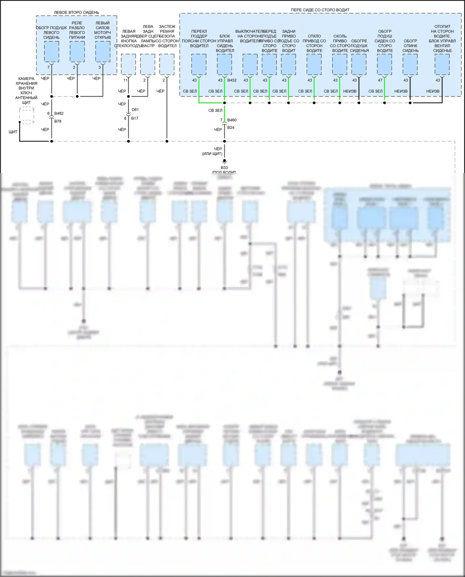 QX80 Infiniti I рестайлинг 2 (2017-2022): Электросхема точек подключения масс (2 из 4) 