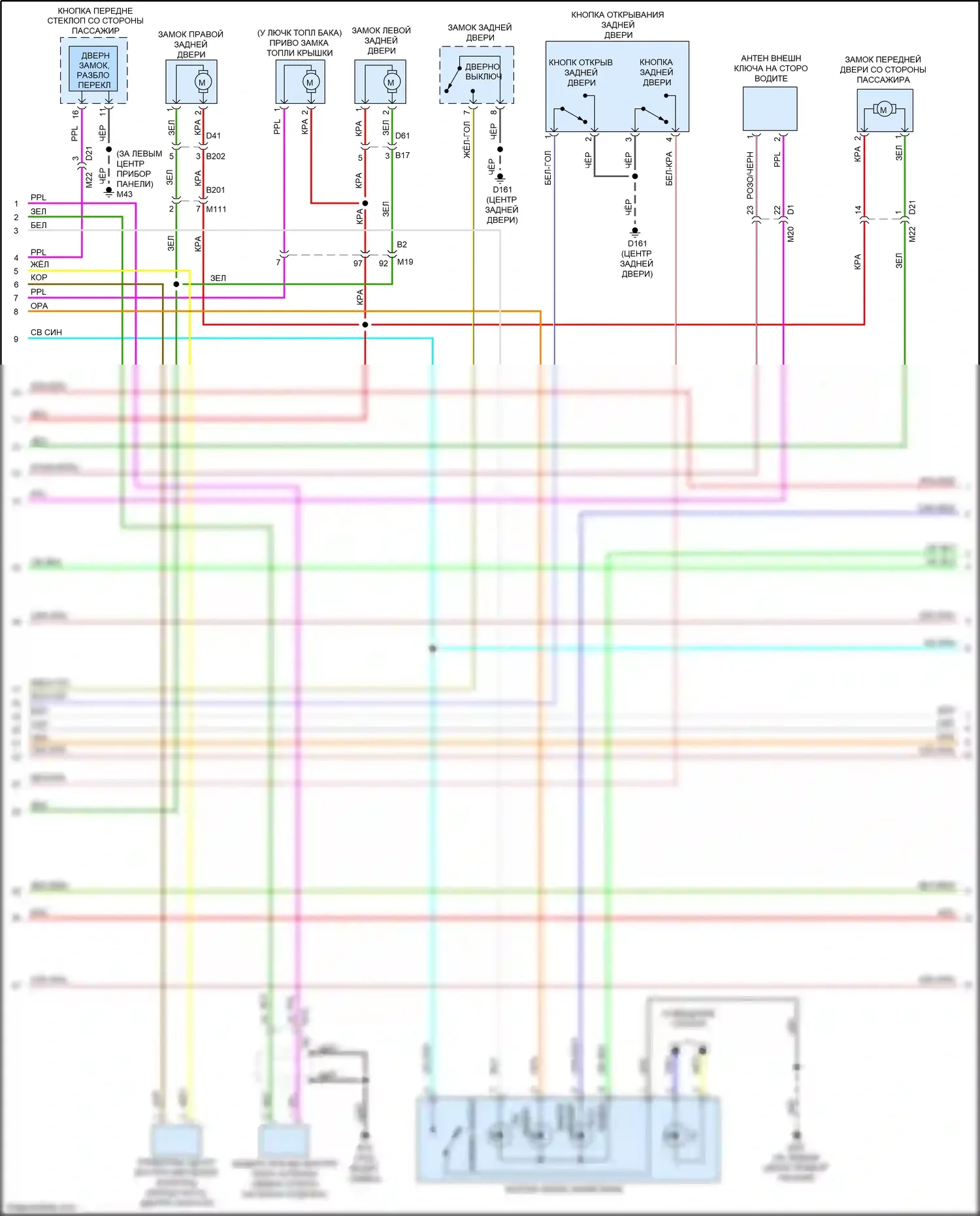 QX80 Infiniti I рестайлинг 2 (2017-2022): Электросхема центрального замка (2 из 4) 