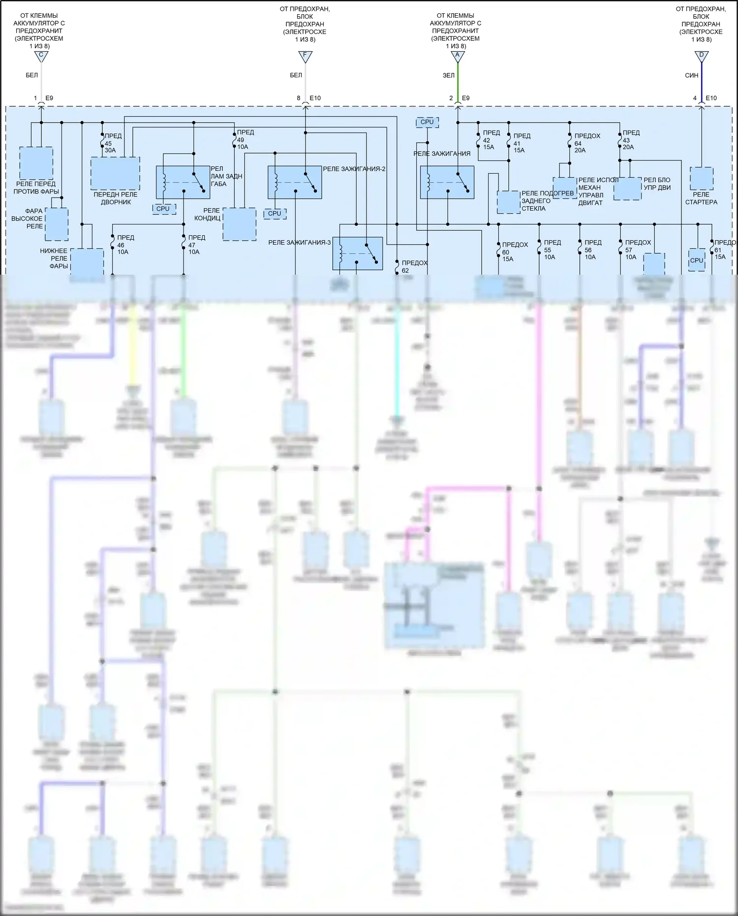 QX80 Infiniti I рестайлинг 3 (2020-2024): Электросхема блока предохранителей реле (3 из 8) 