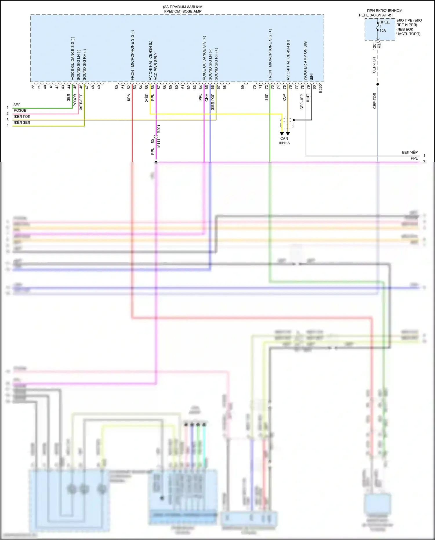 QX80 Infiniti I рестайлинг 3 (2020-2024): Электросхема магнитолы, 17 динамиков (2 из 6) 