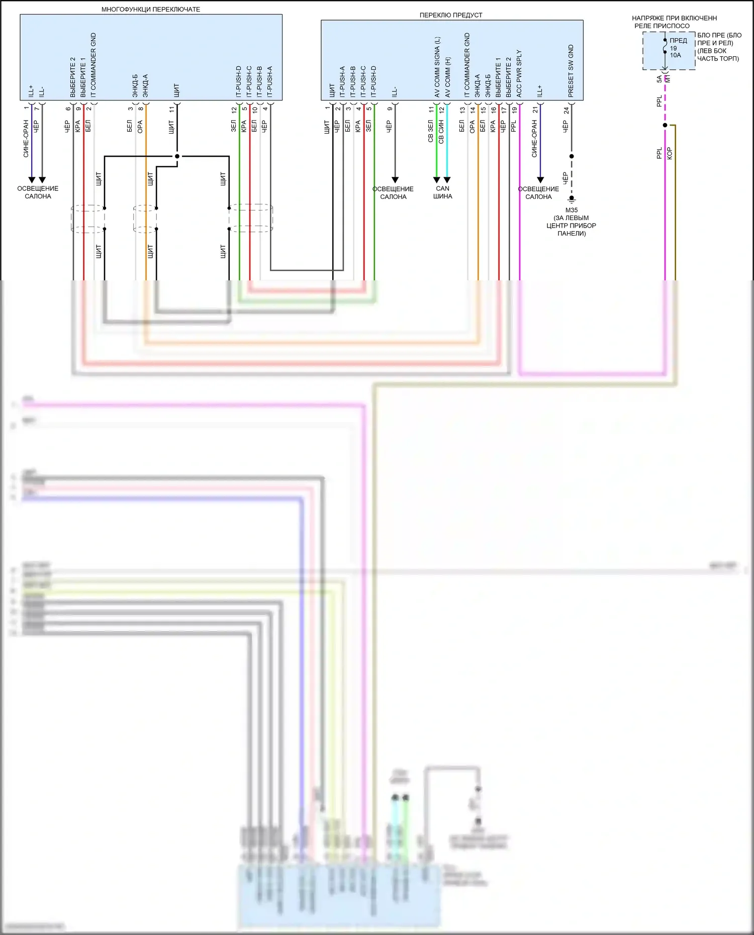 QX80 Infiniti I рестайлинг 3 (2020-2024): Электросхема магнитолы, 17 динамиков (4 из 6) 