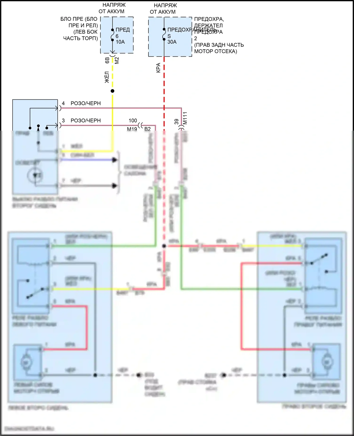 QX80 Infiniti I рестайлинг 3 (2020-2024): Электросхема освобождения сиденья второго ряда 