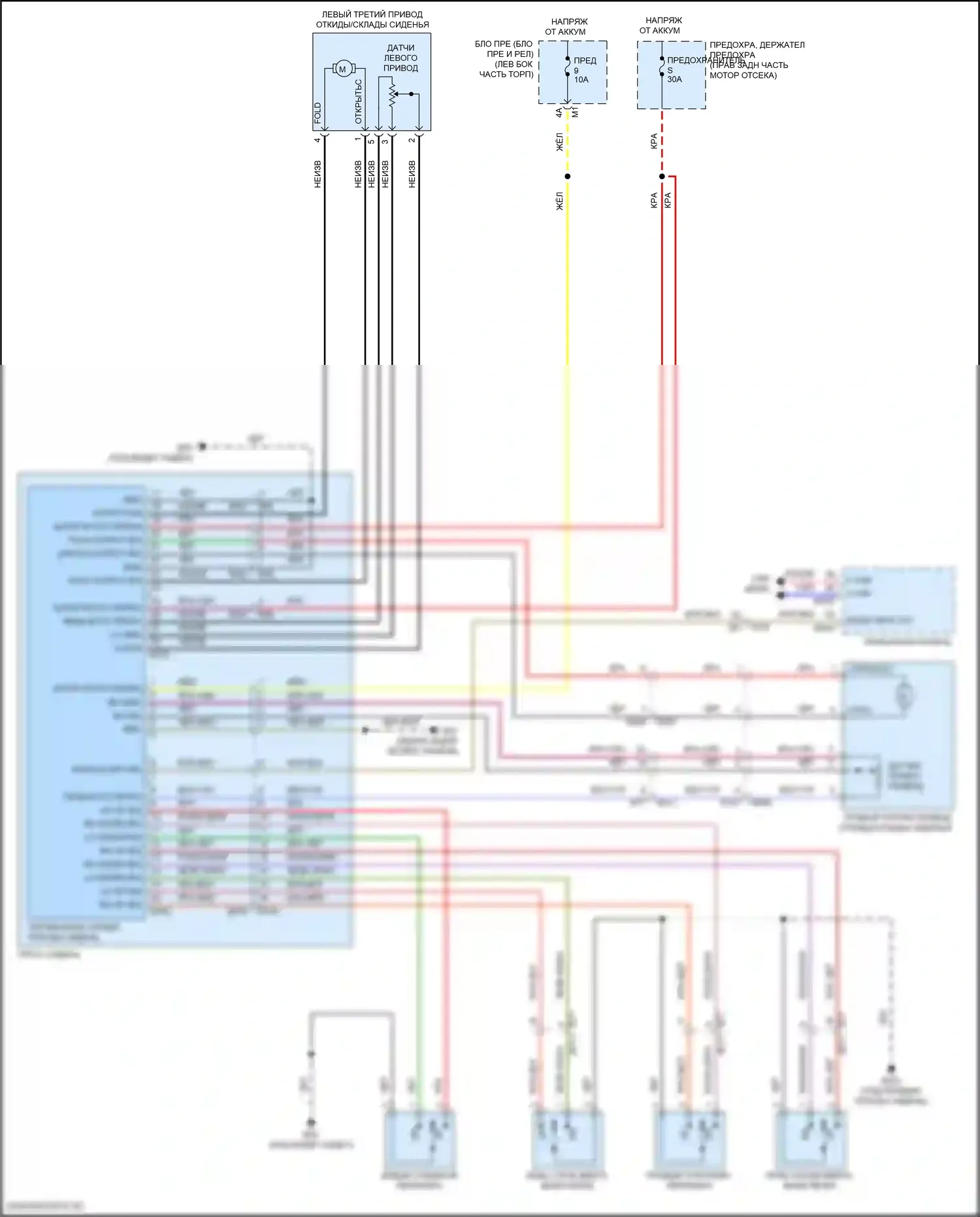 QX80 Infiniti I рестайлинг 3 (2020-2024): Электросхема складного сиденья третьего ряда 