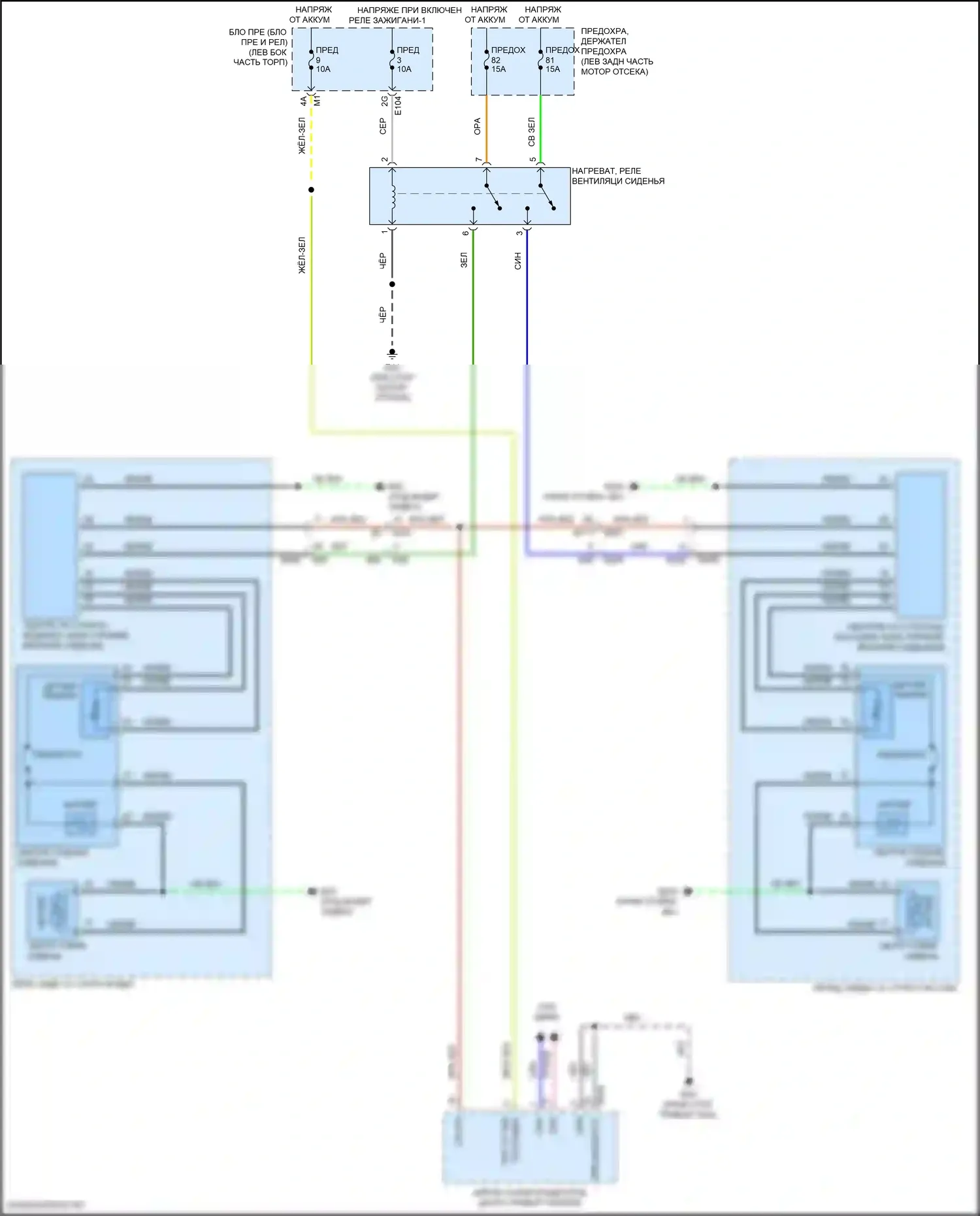 QX80 Infiniti I рестайлинг 3 (2020-2024): Электросхема вентиляции сиденья 