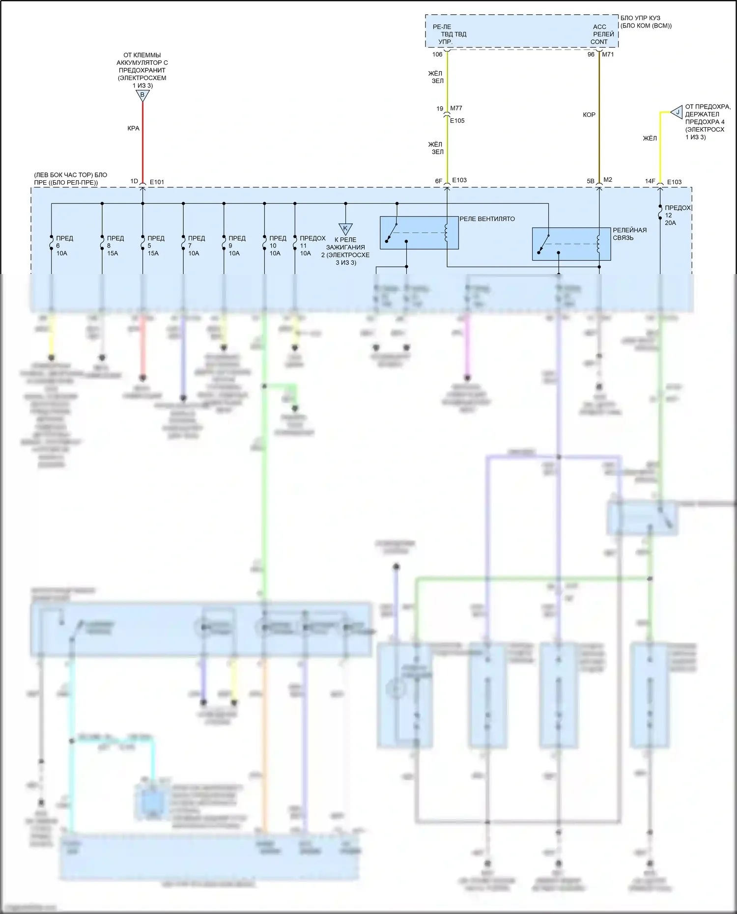 QX80 Infiniti I (2013-2014): Электросхема блока предохранителей реле (2 из 3) 